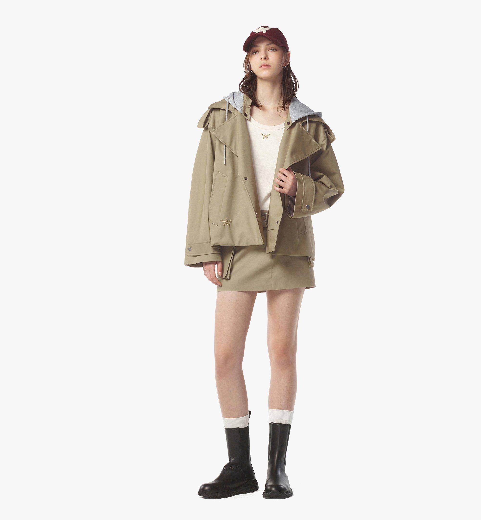 Oversized Cropped Trench Coat w/ Detachable Hood - 2