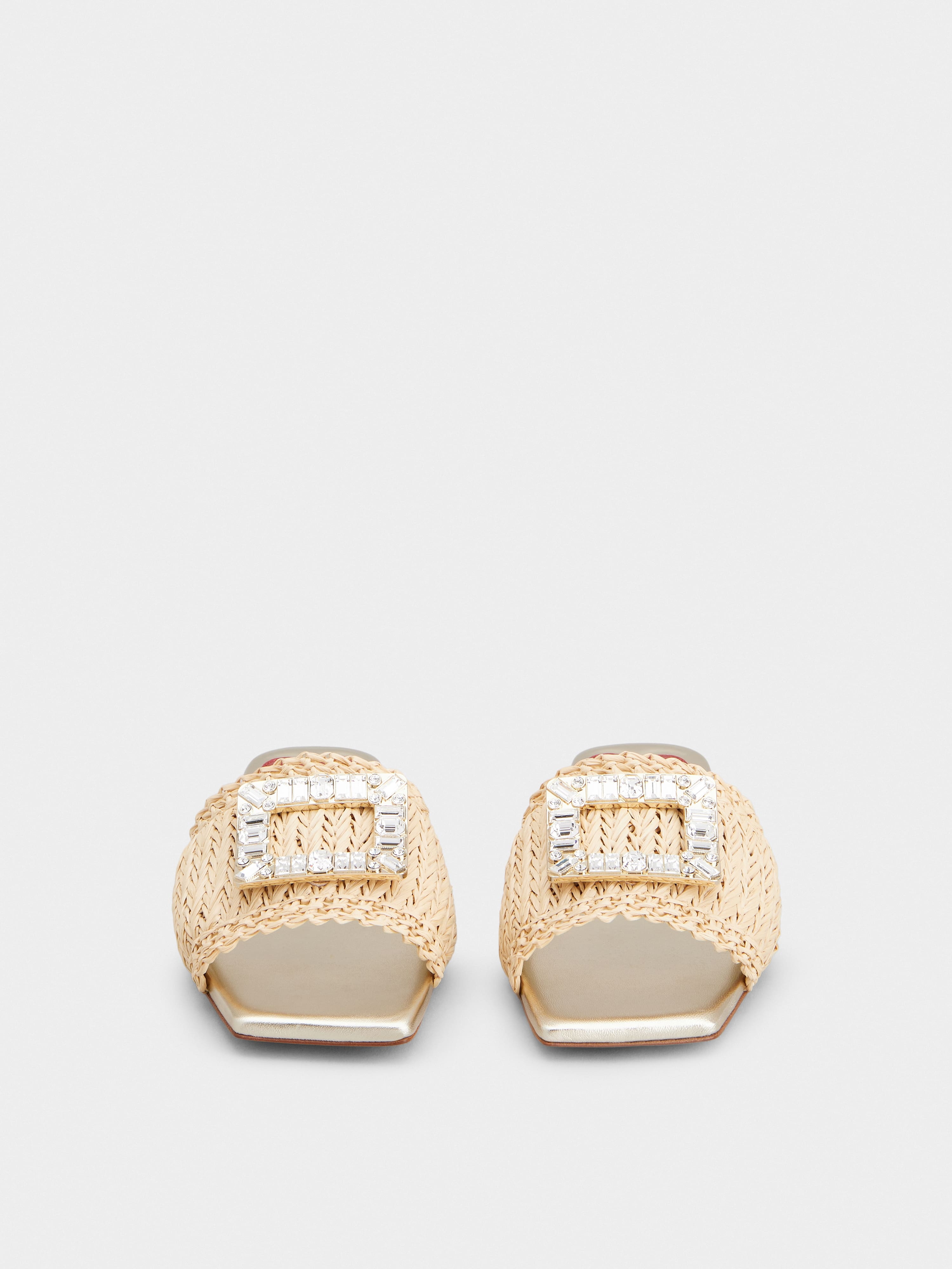 Strass Buckle Slides in Raffia - 6