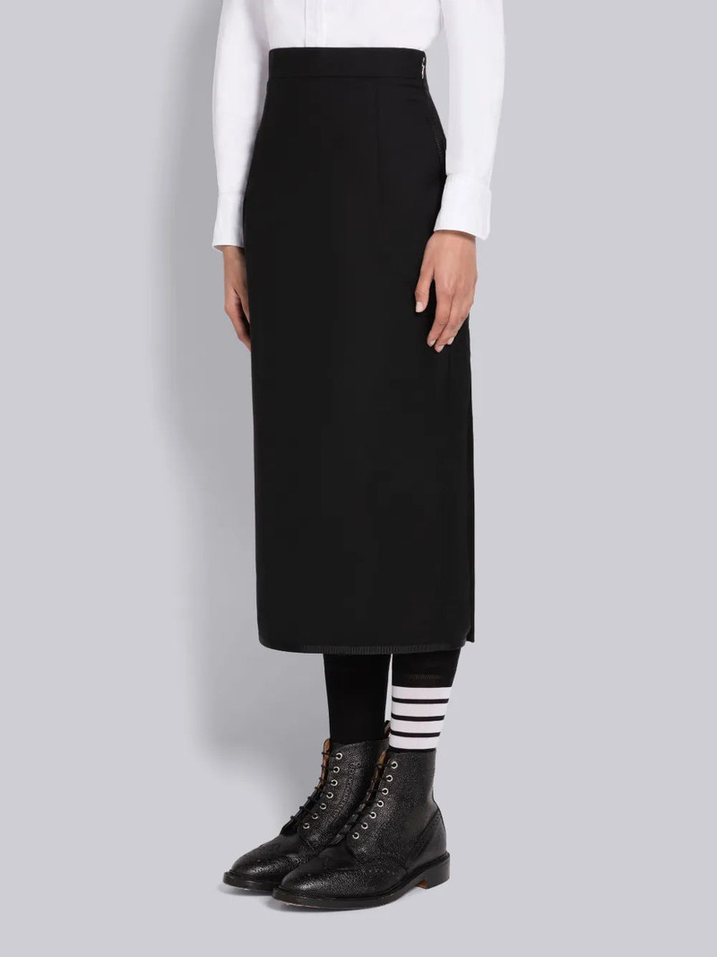 Thom Browne TWILL TIPPING HOLIDAY HIGH WAISTED MIDI PENCIL SKIRT outlook