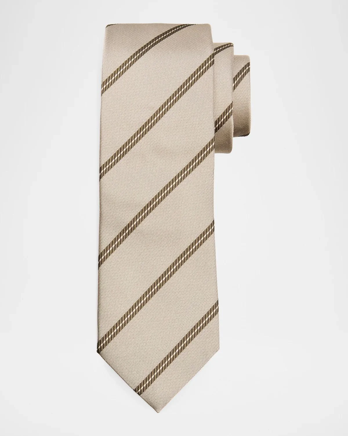Men's Regimental Stripe Silk Tie - 1
