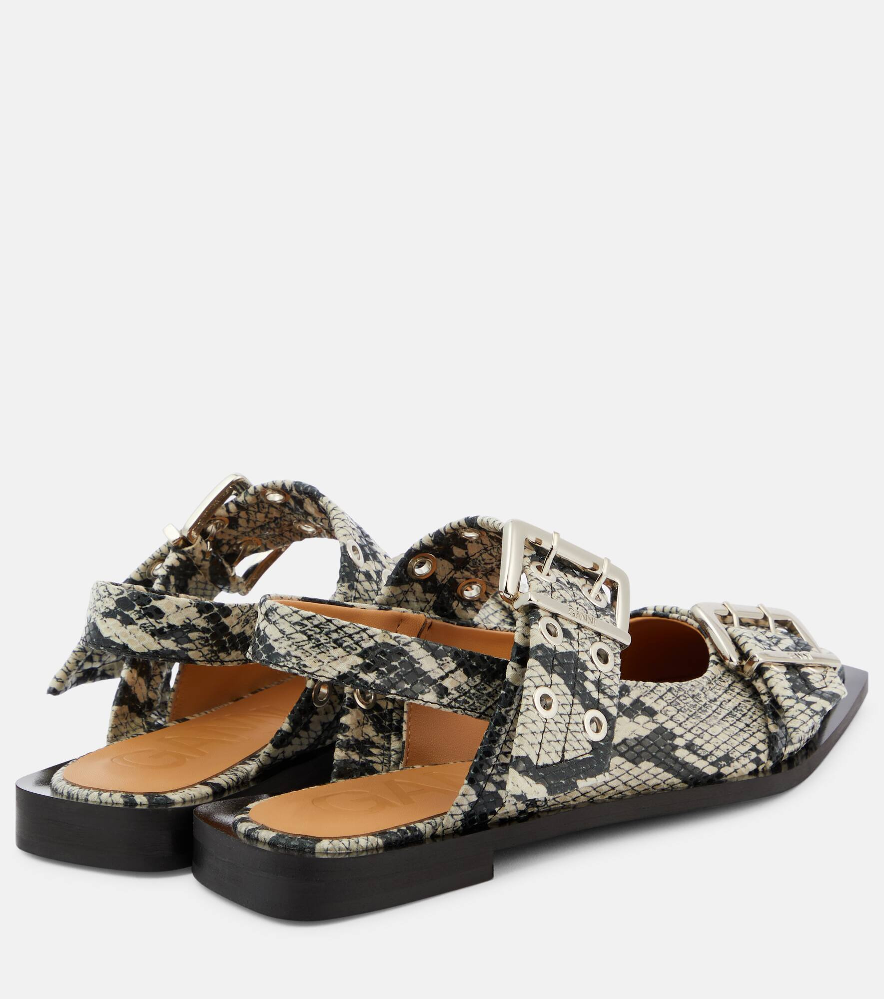 Printed faux-leather ballet flats - 3