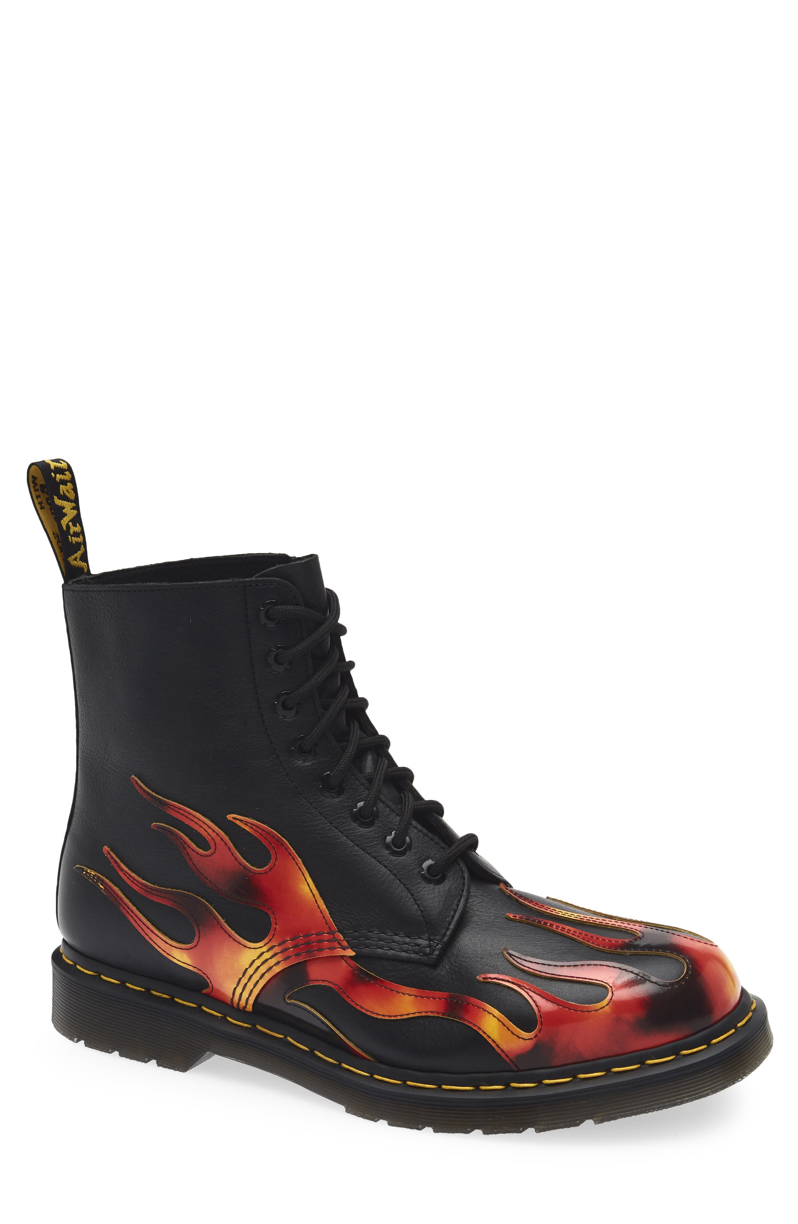 Dr. Martens 1460 Pascal Flame Boot in Black /Vibrant Red at Nordstrom - 1