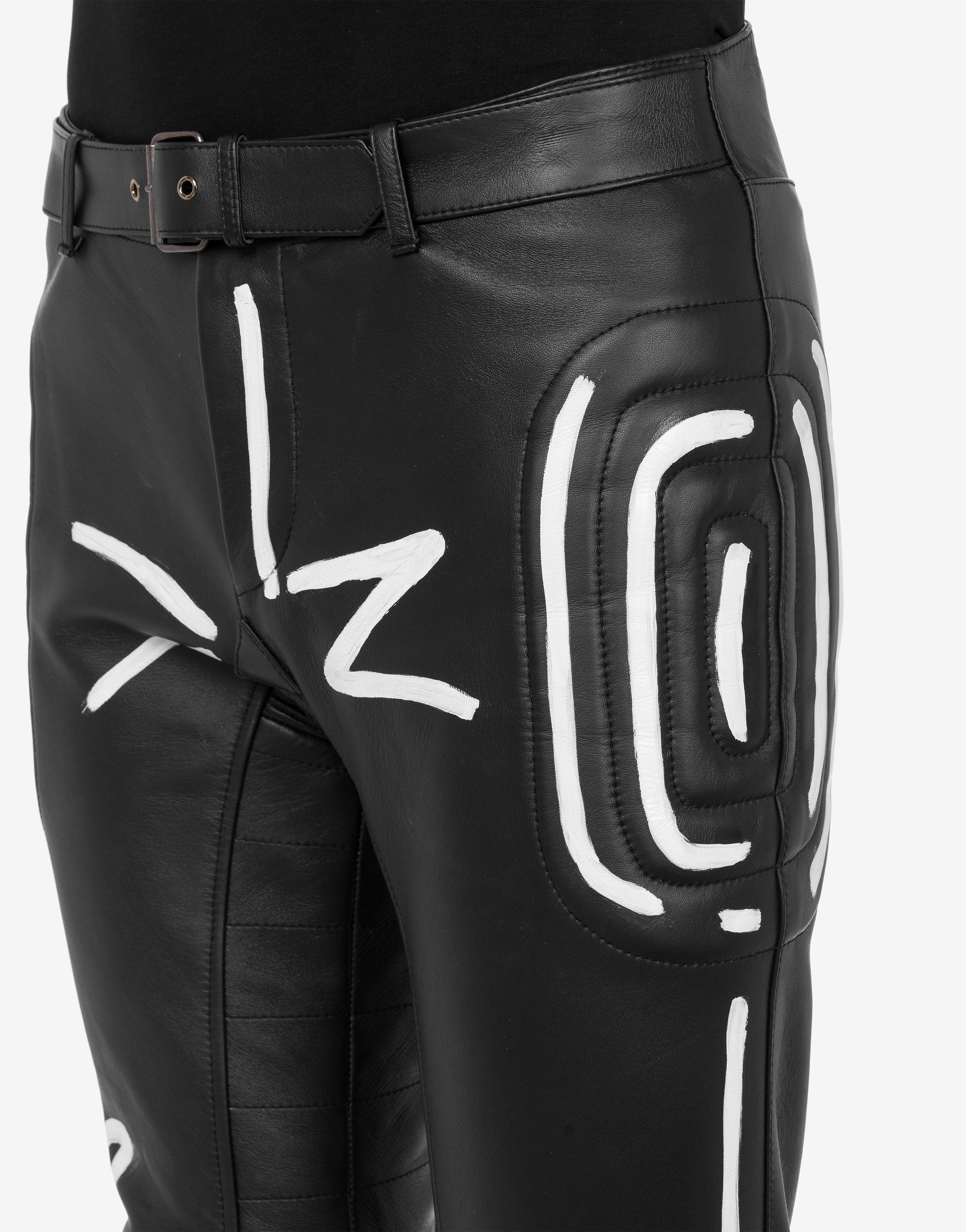 SQUIGGLES NAPPA LEATHER TROUSERS - 4