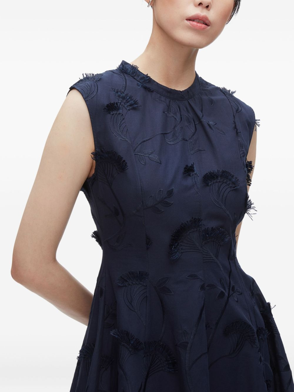 floral-embroidered sleeveless midi dress - 5