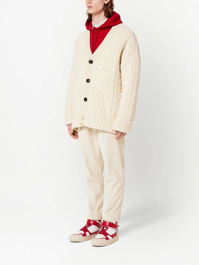 AMI Paris V-neck cable knit cardigan outlook