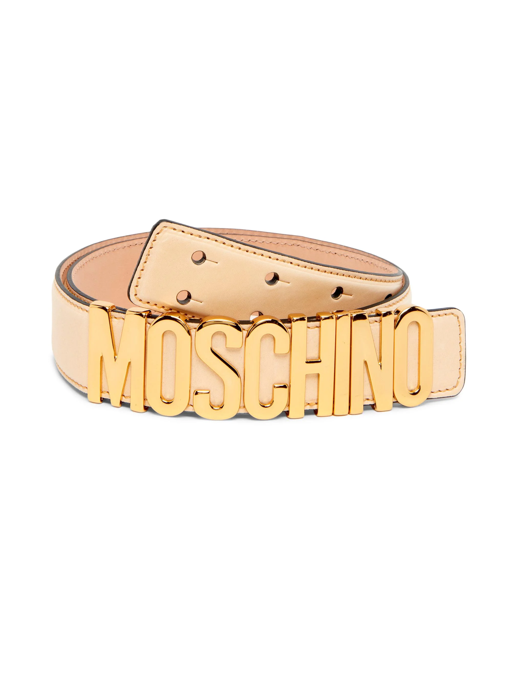 Men's Logo Hardware Leather Belt - Sand - 1