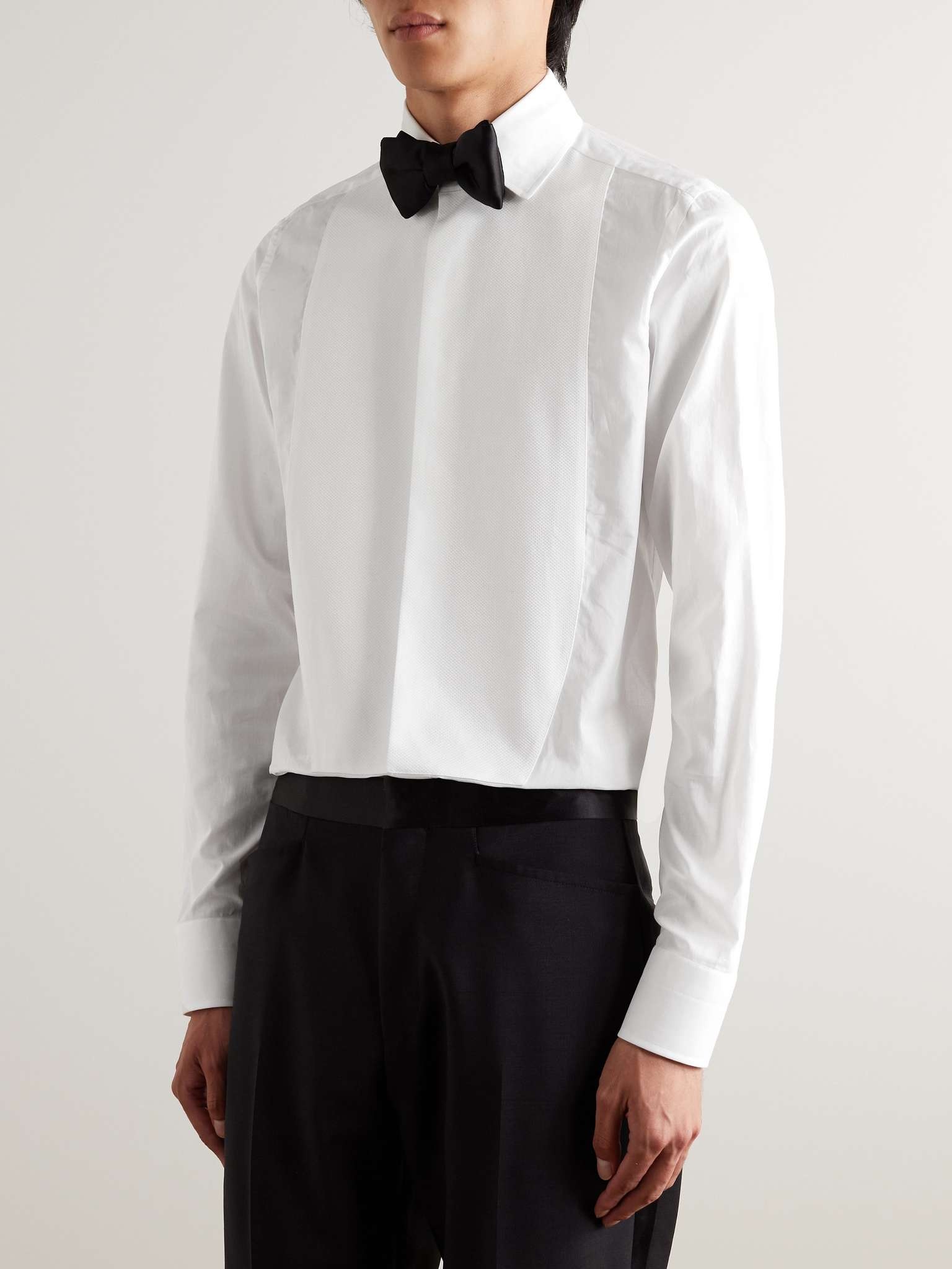 Bib-Front Cotton-Poplin and Piqué Tuxedo Shirt - 3