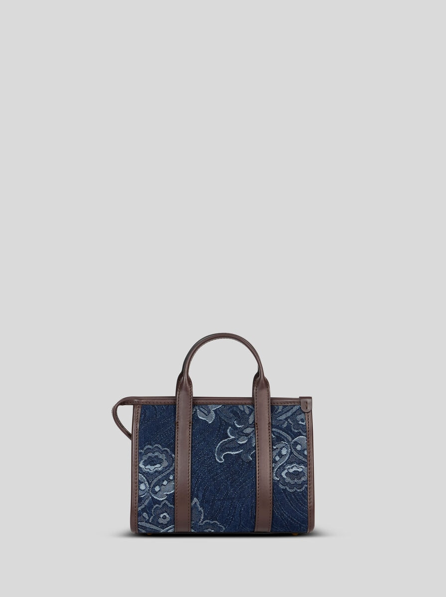 MINI TOP-HANDLE BAG IN JACQUARD DENIM - 3