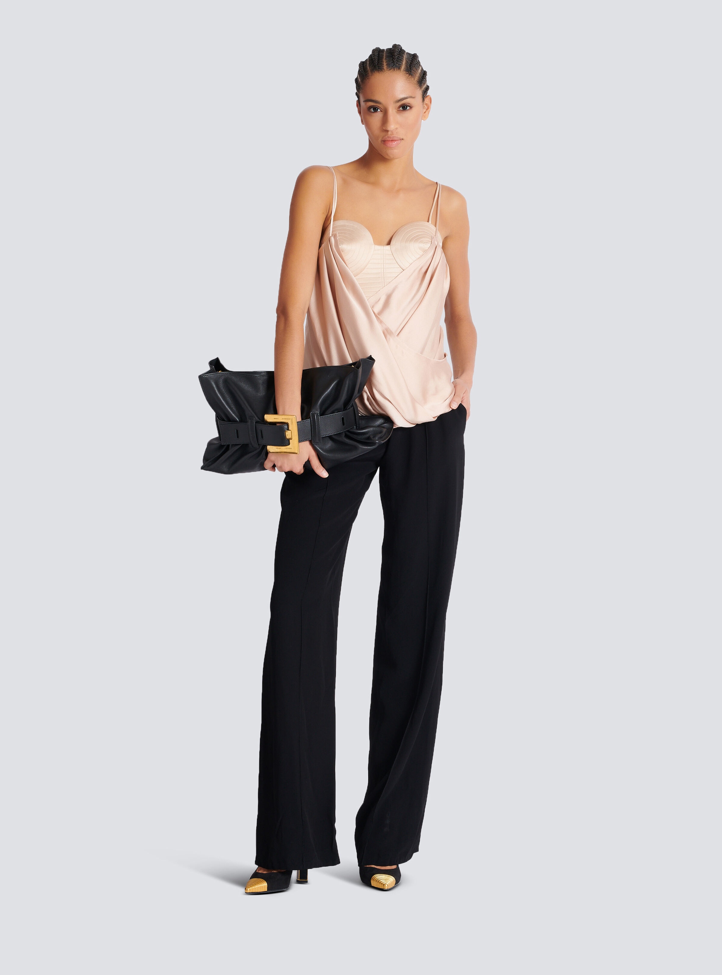 Strappy satin bustier top - 2