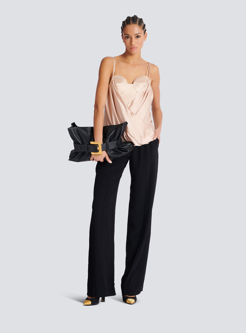Balmain Strappy satin bustier top outlook