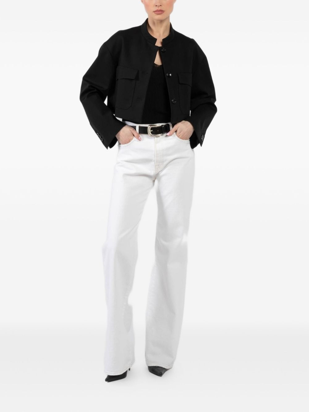 pocketed cropped jacket - 2