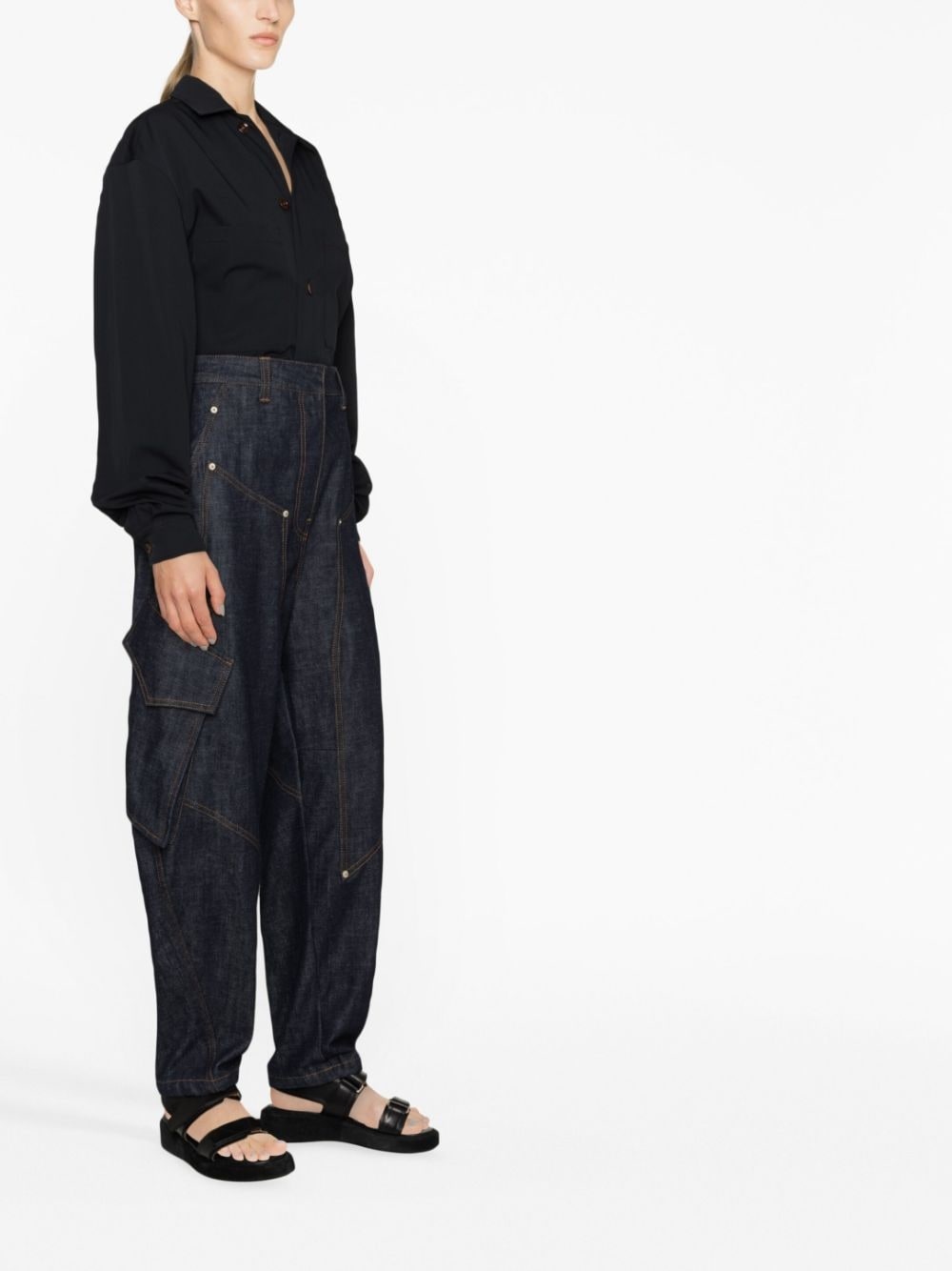 balloon-sleeve wool shirt - 3