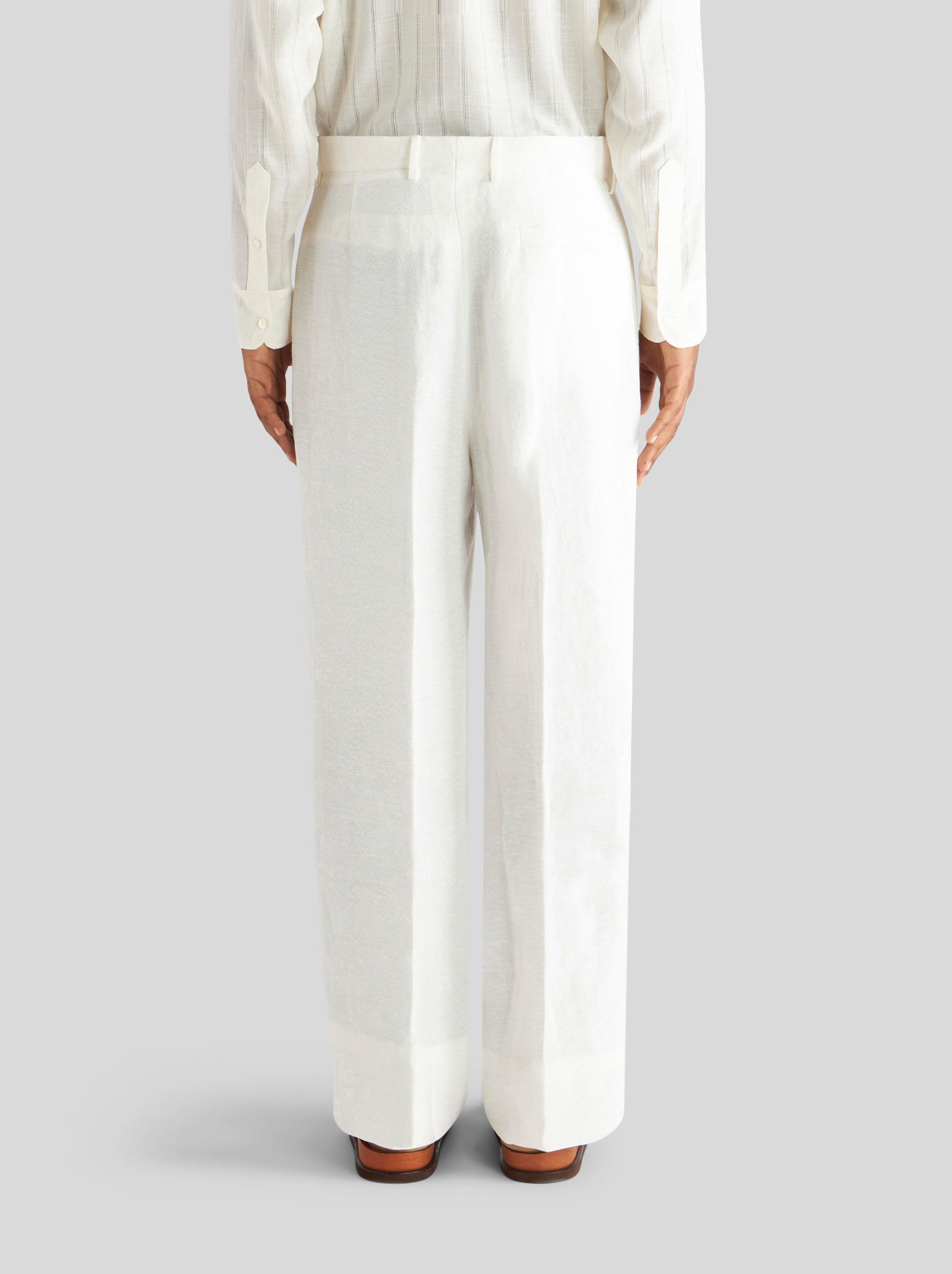 LINEN TROUSERS WITH TUCKS - 4