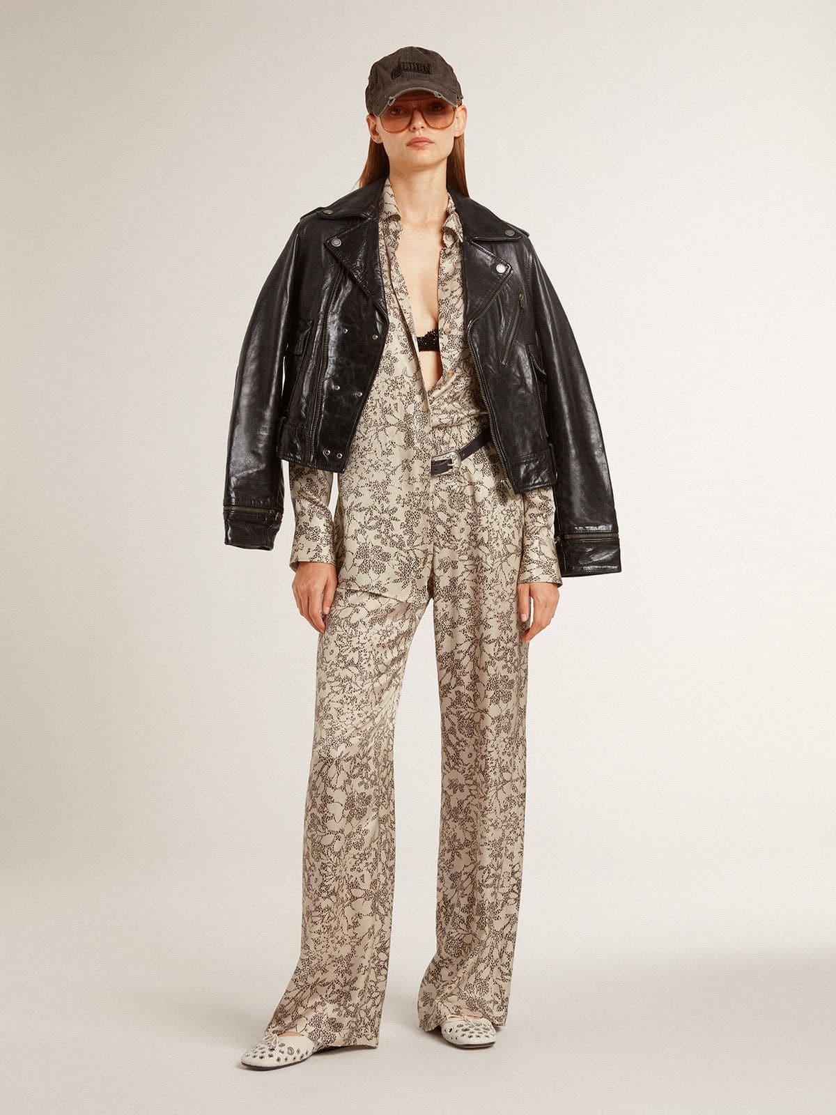 Women's silk blend pajama shirt with a floral print - 3