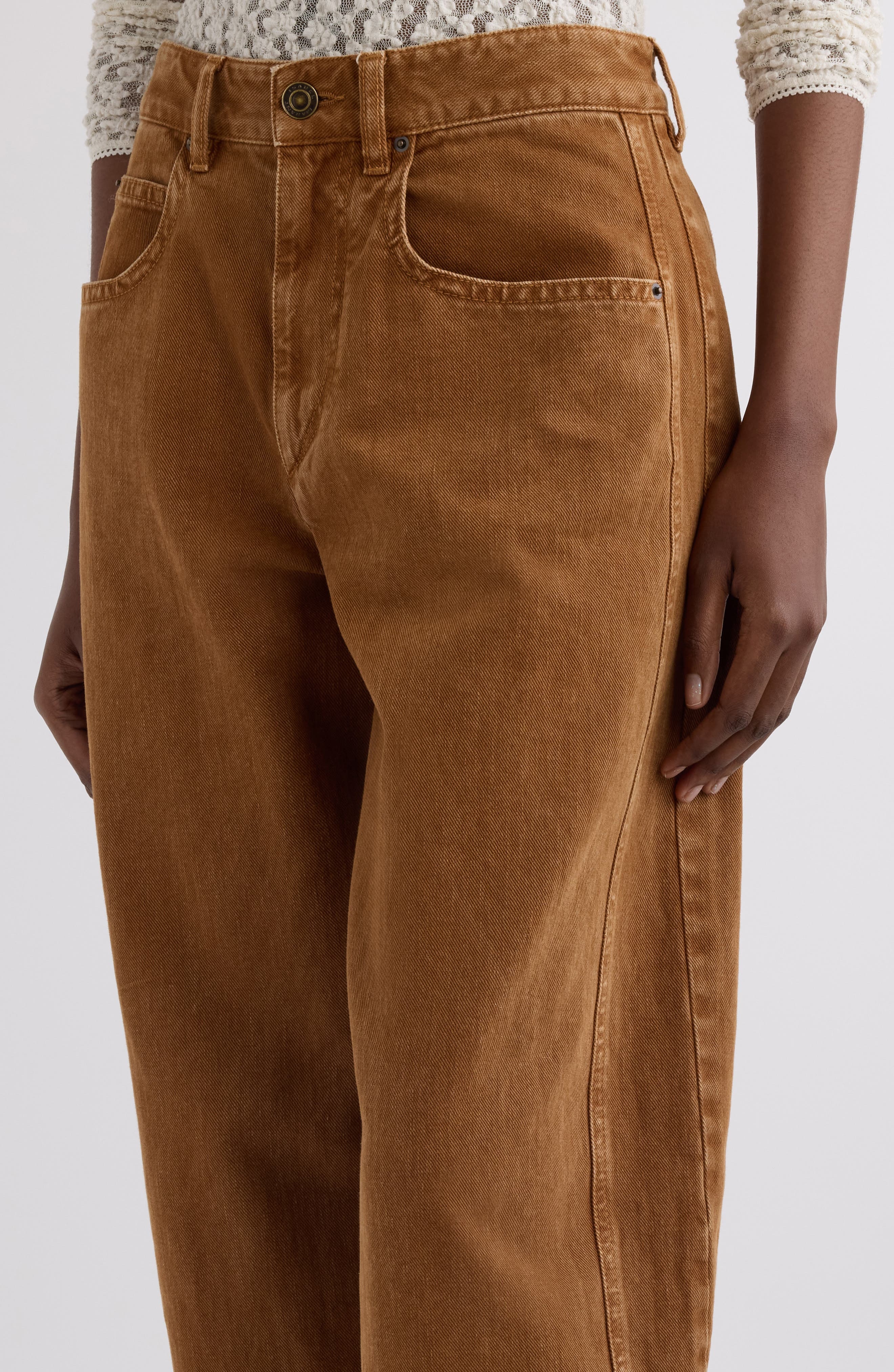 Isabel Marant Oriane Barrel Leg Jeans in Ochre at Nordstrom - 5
