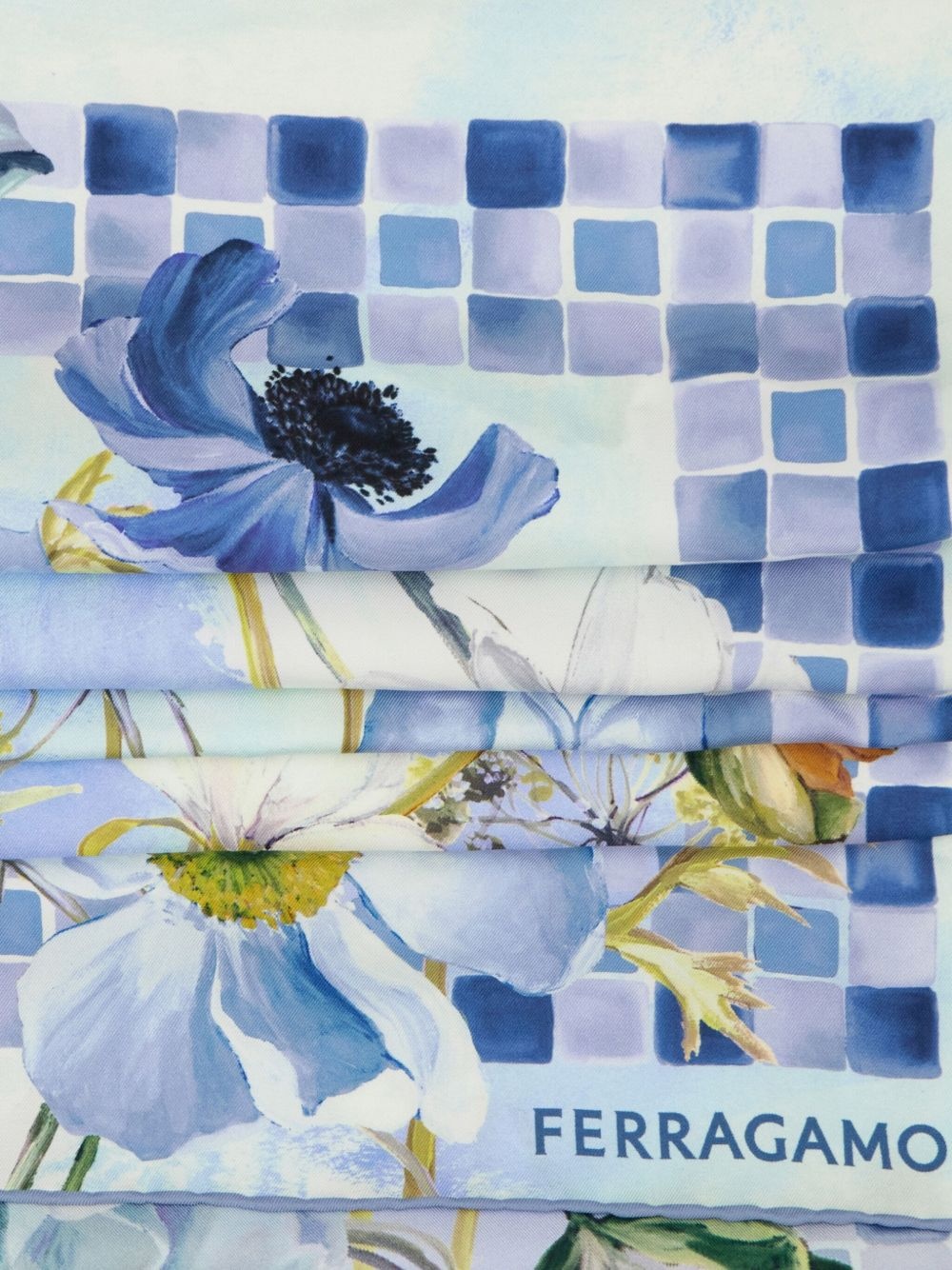 Fiori-print silk scarf - 2