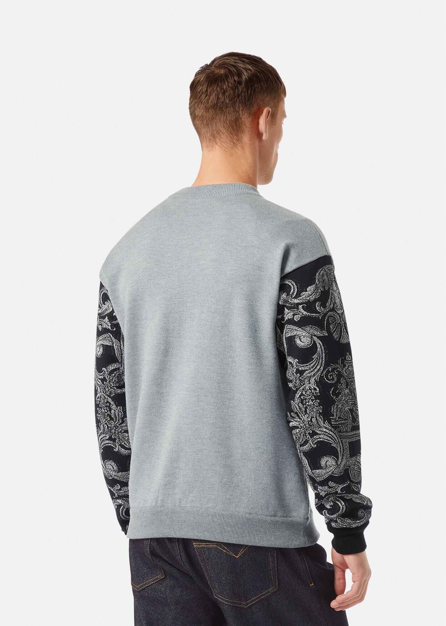 Silver Baroque Jacquard Sweatshirt - 4