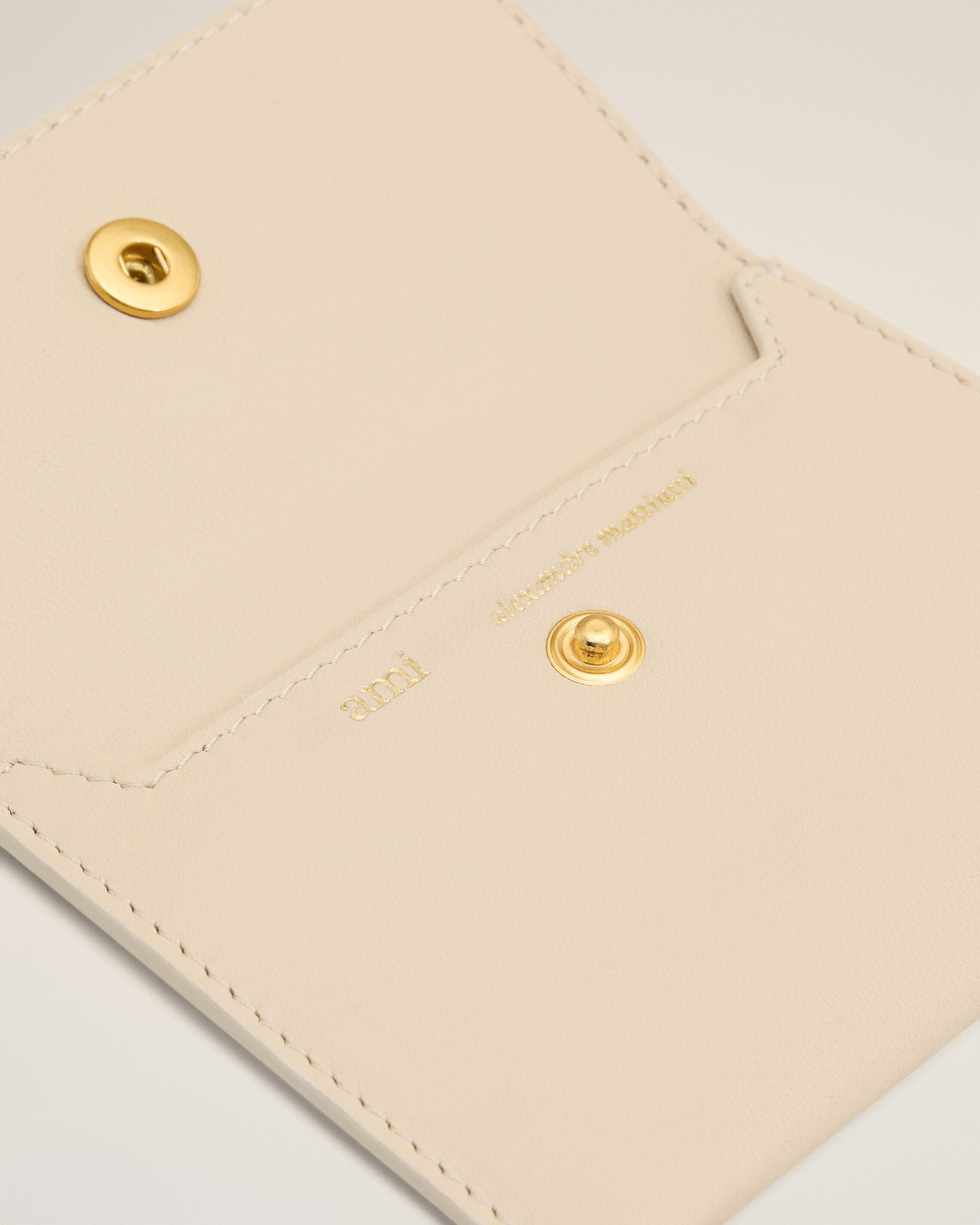 BEIGE LEATHER CARROUSEL FOLDED CARD HOLDER - 3