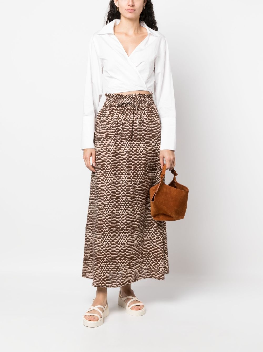 graphic-print linen skirt - 2