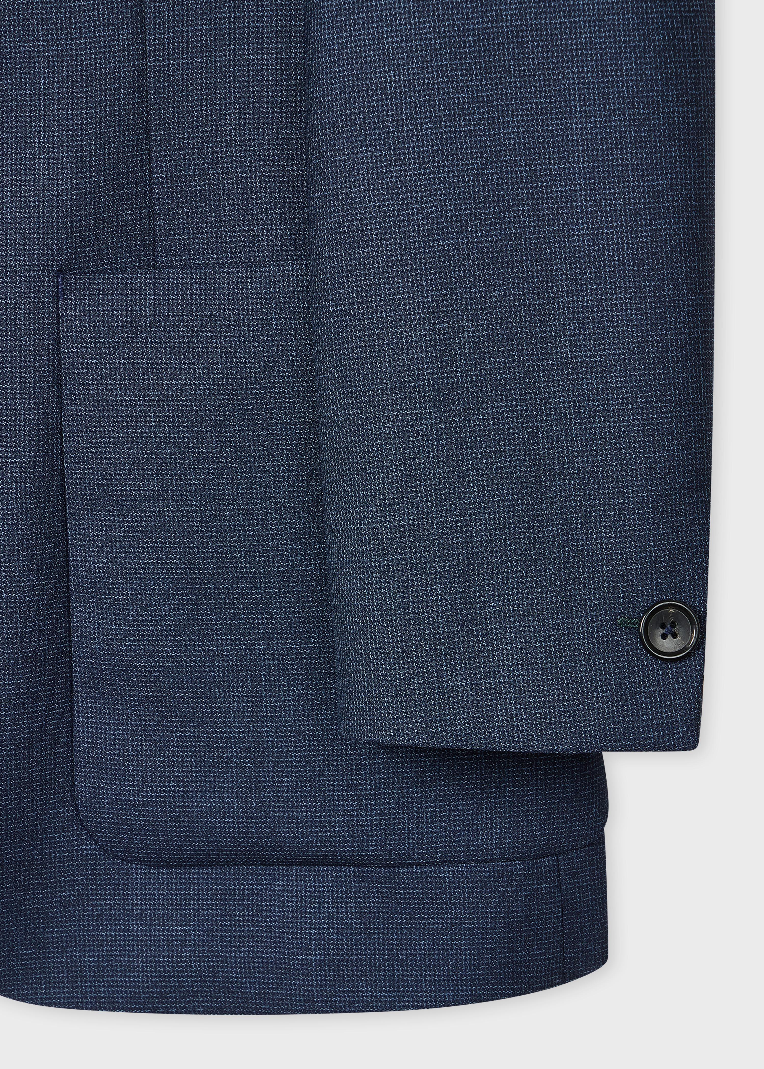 Navy Wool-Blend Micro-Check Blazer - 3