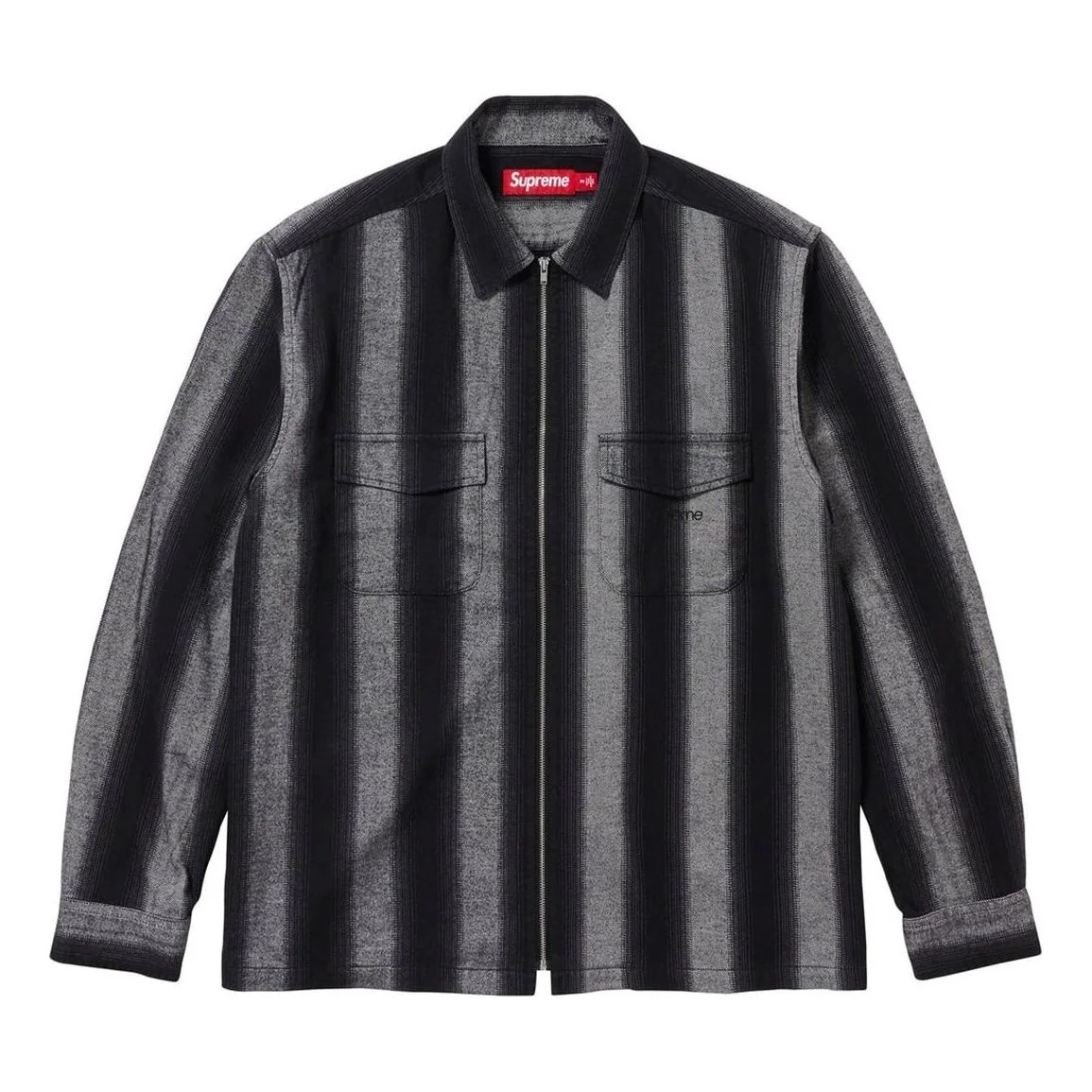 Supreme Stripe Flannel Zip Up Shirt 'Black Grey' SUP-FW23-212 - 1
