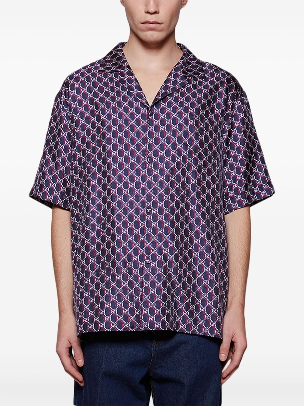 GG-print silk shirt - 3