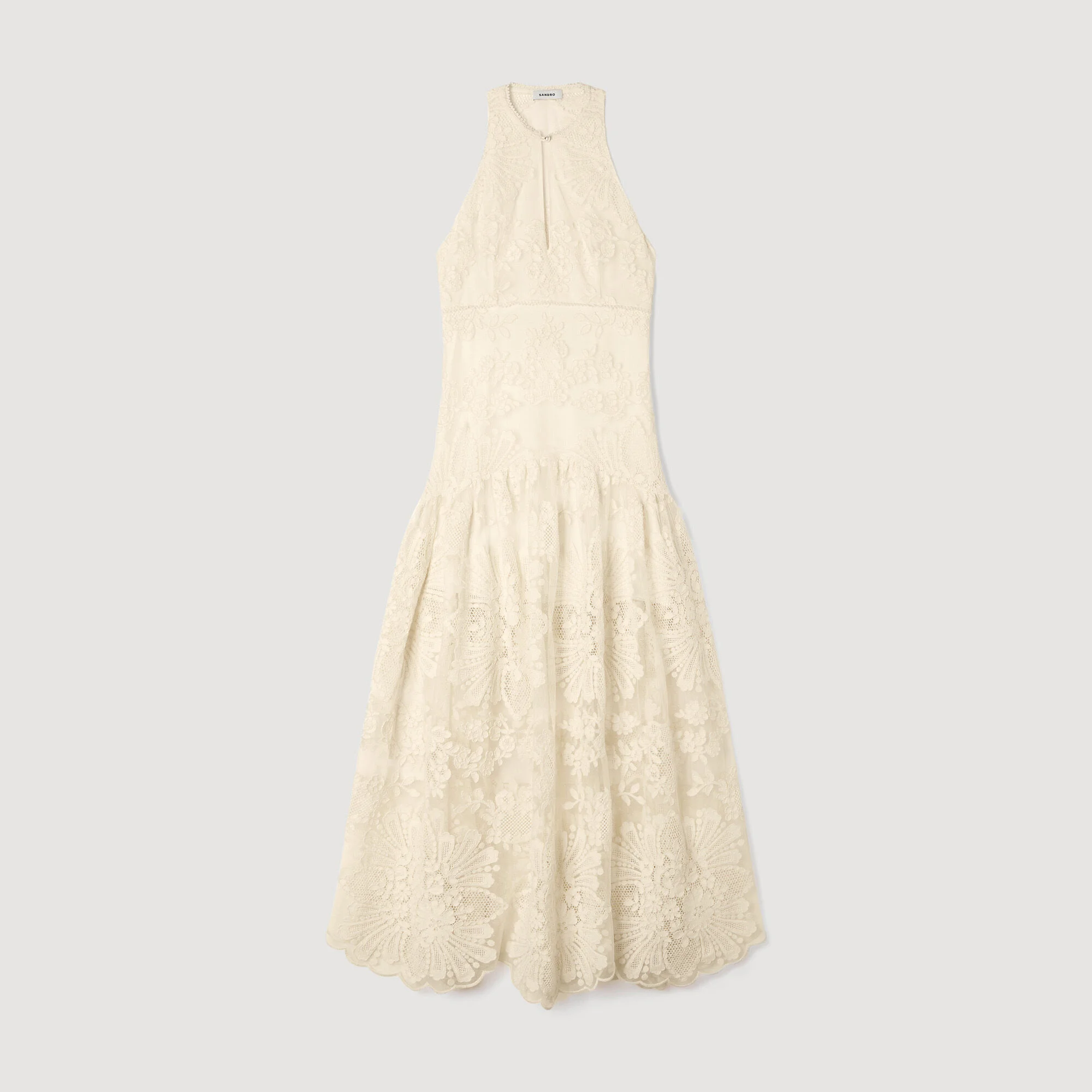 FLORAL COTTON GUIPURE MAXI DRESS - 1