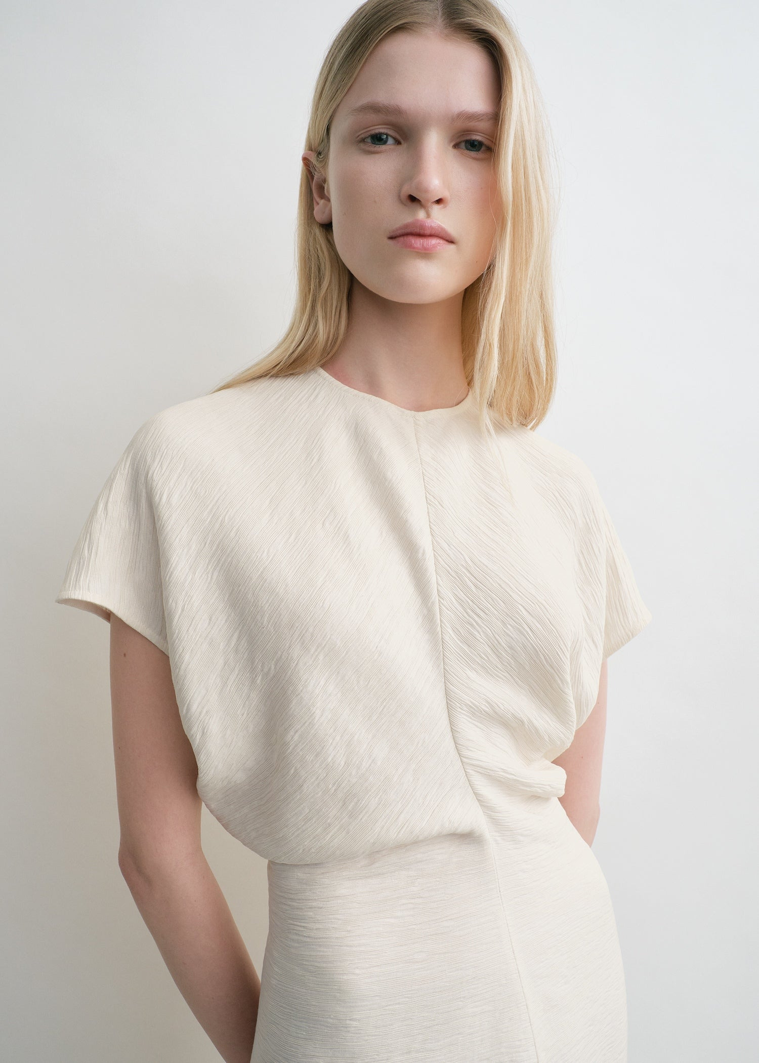 Slouch waist crinkled dress cream - 5