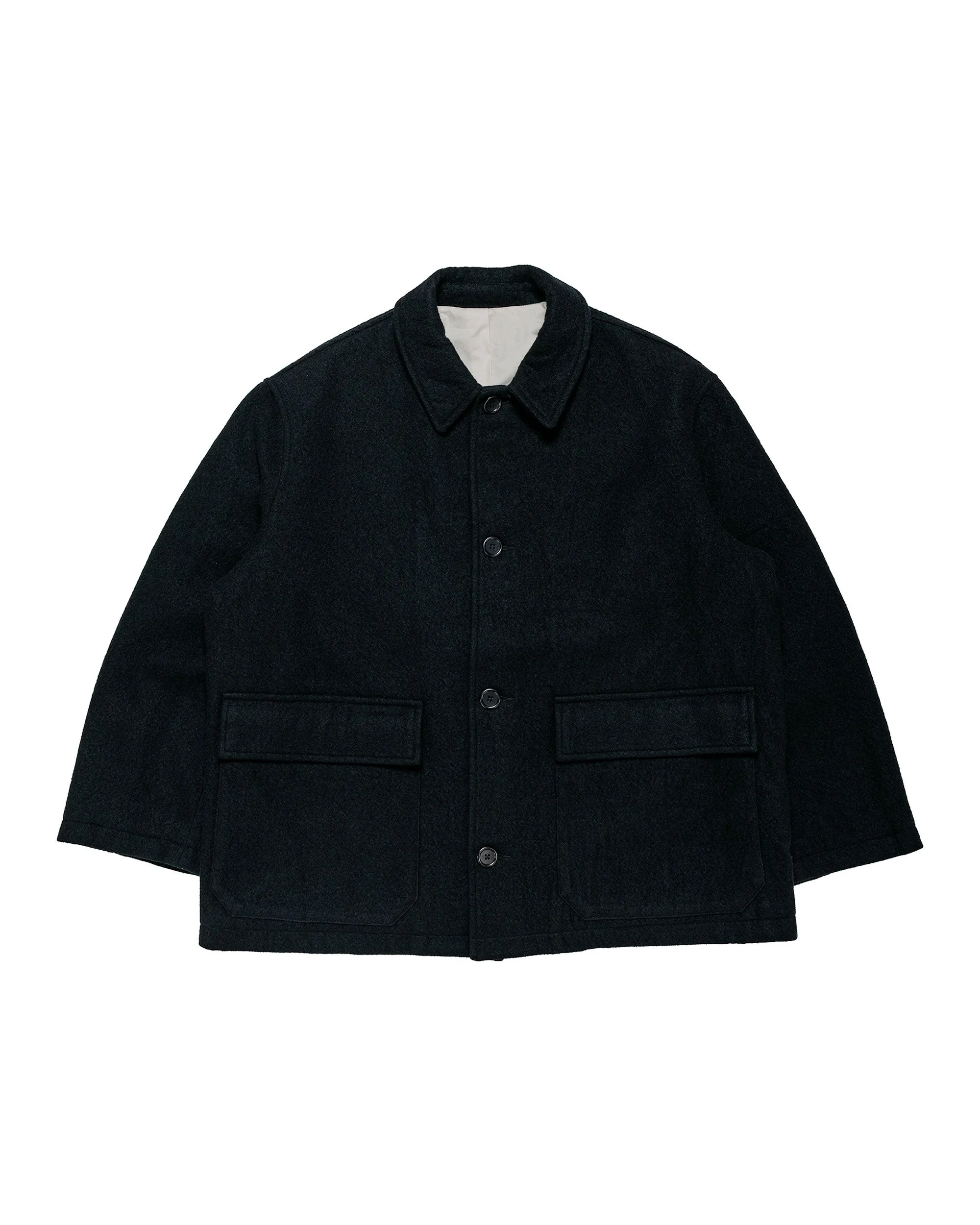 Sawed Off Mac Piece Dyed Wool Twill Black - 1
