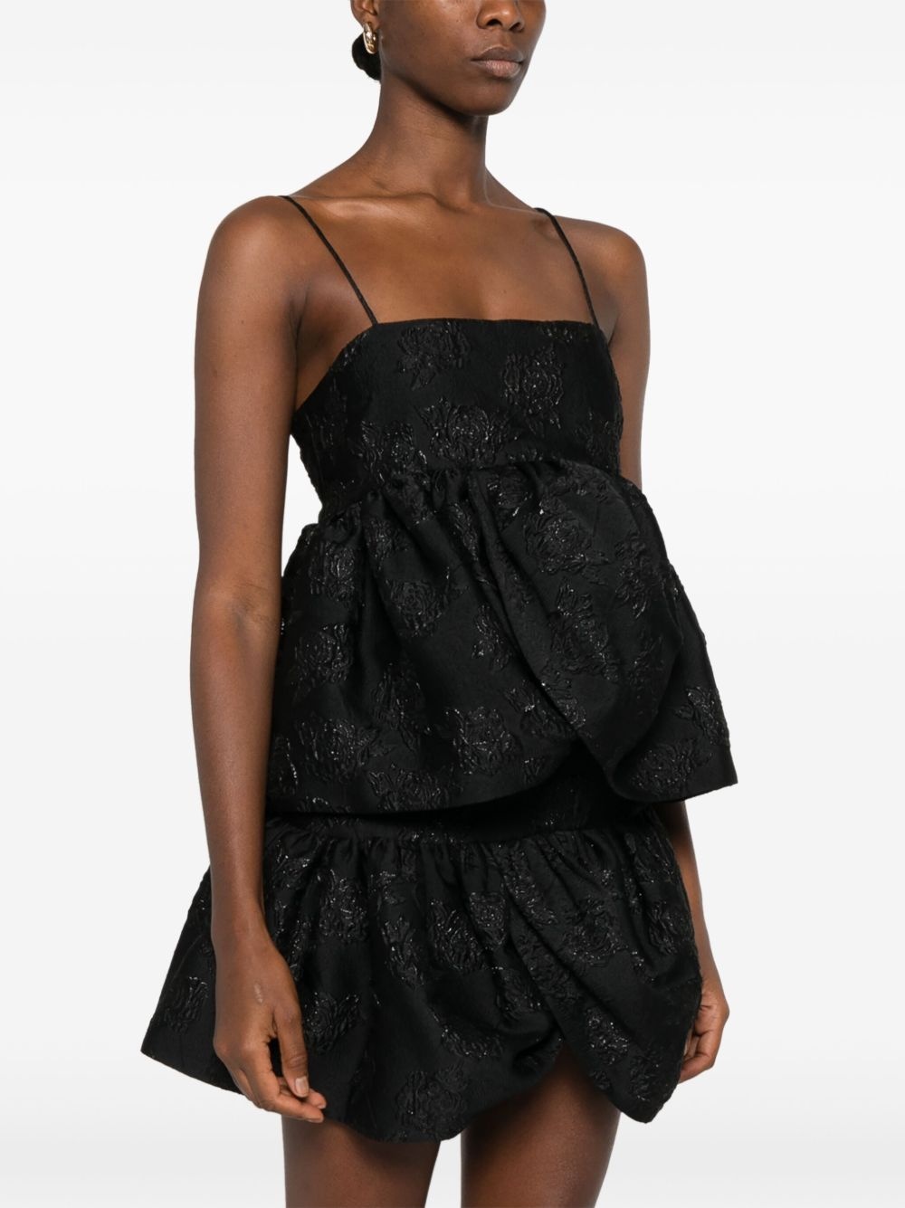 cloqué-effect draped-detailing top - 3