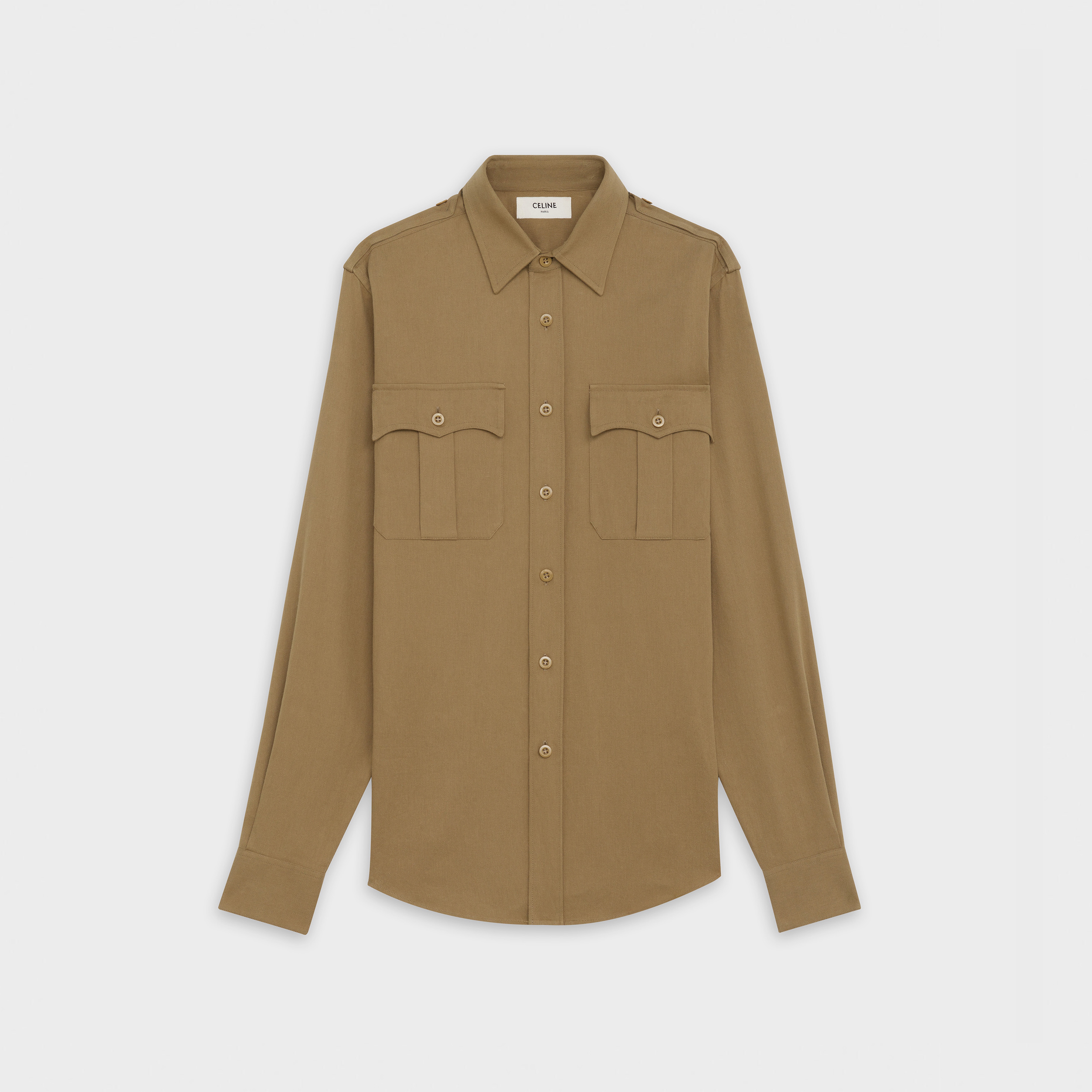 military shirt in lightweight cotton twill - 1