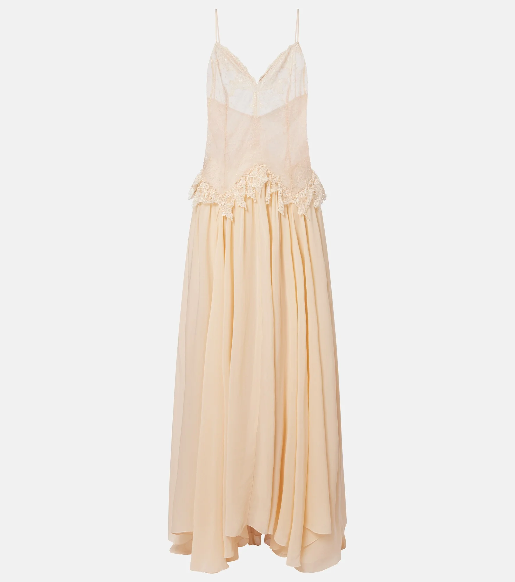 Lace-trimmed georgette maxi dress - 1