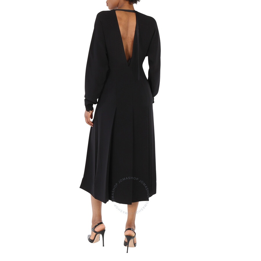 Burberry Ladies Black Emelia Pleated Silk Cady Midi Dress - 5