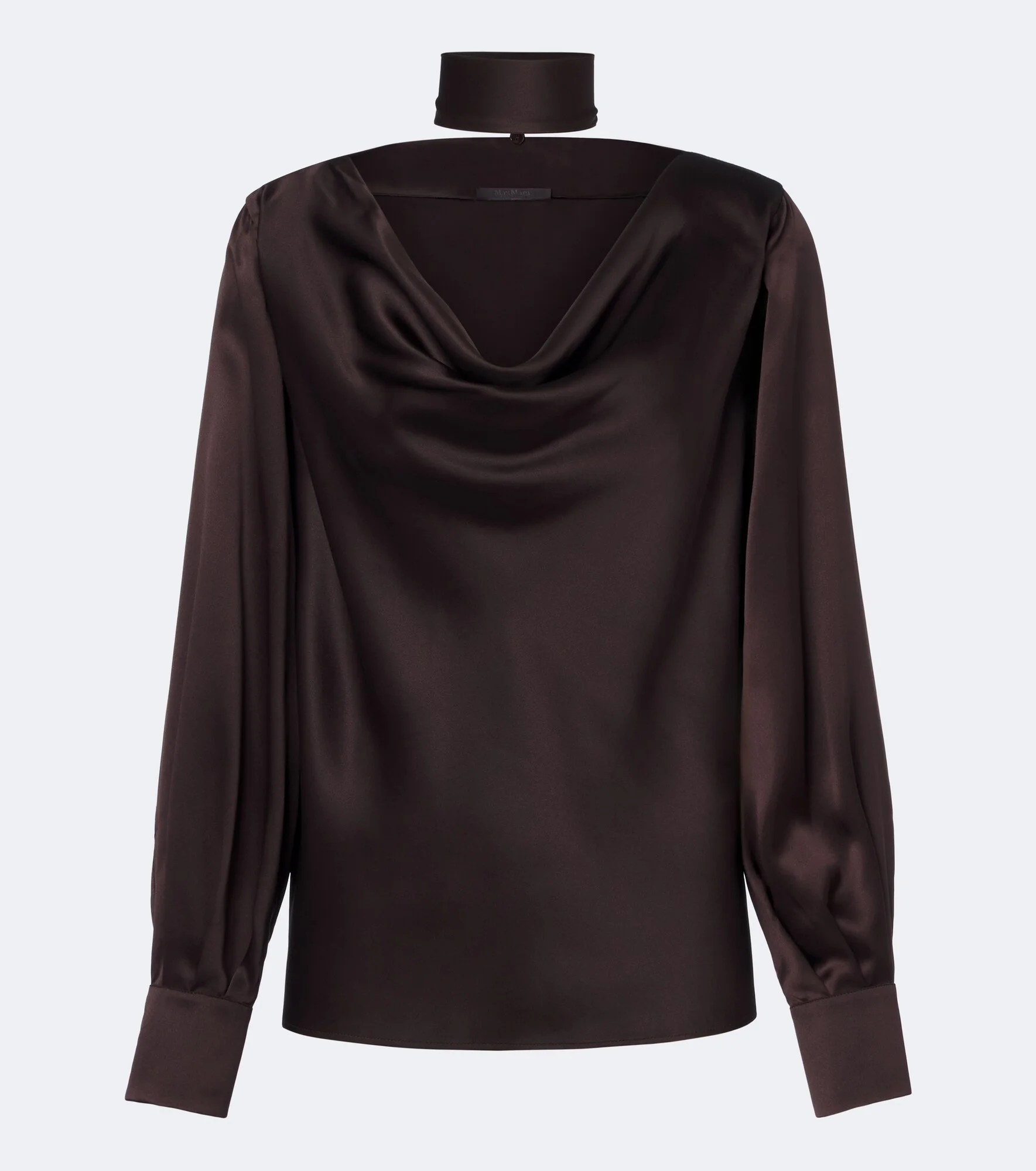 Elegante scarf-detail silk satin blouse - 1
