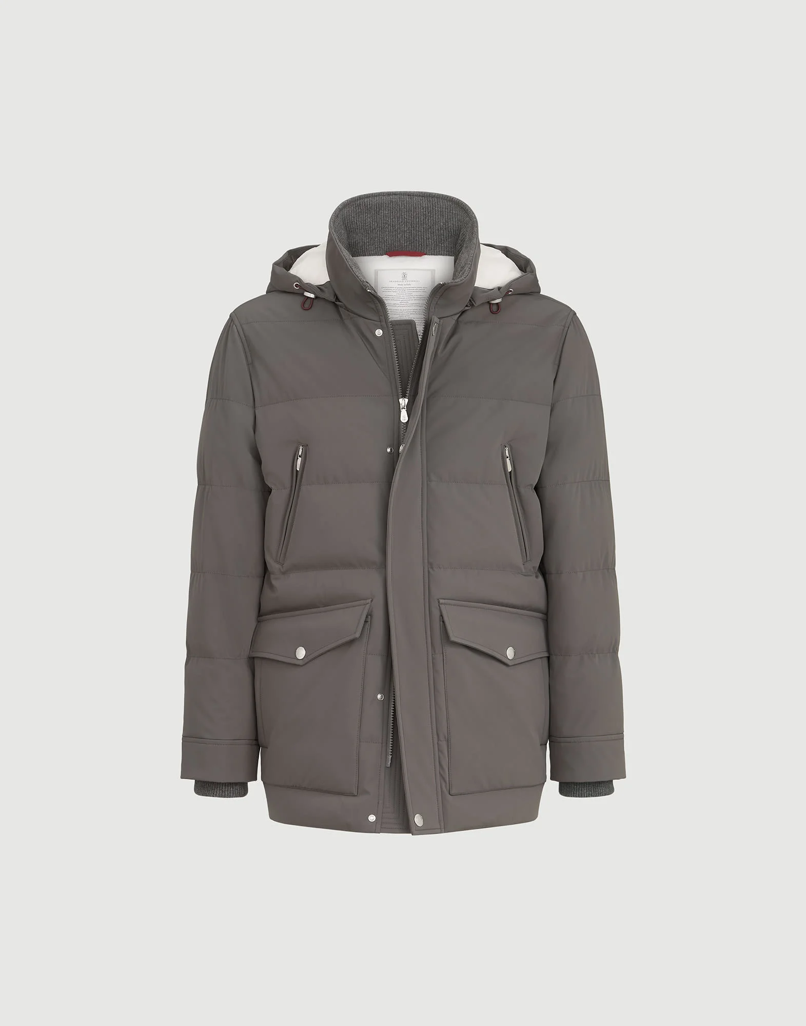 Stretch bonded nylon down parka with detachable hood - 1