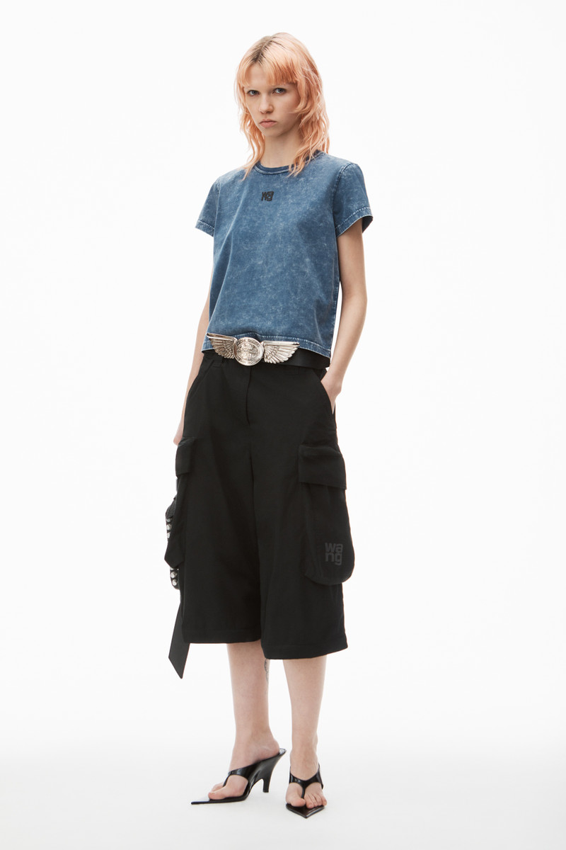 Alexander Wang Essential Logo Shrunken Short-Sleeve Tee in Organic Cotton outlook