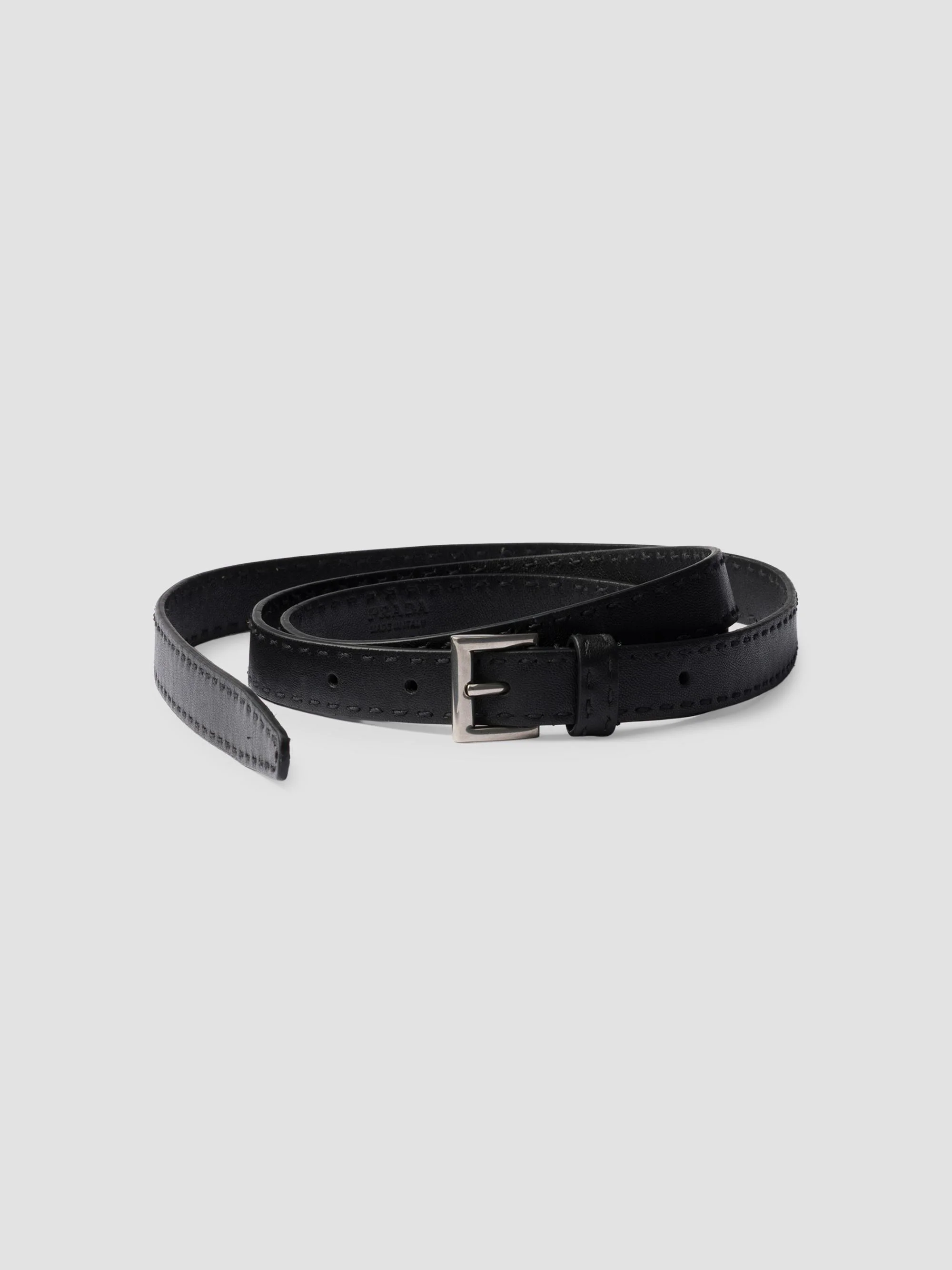 Women's Antiqued Leather Belt - Black - 1