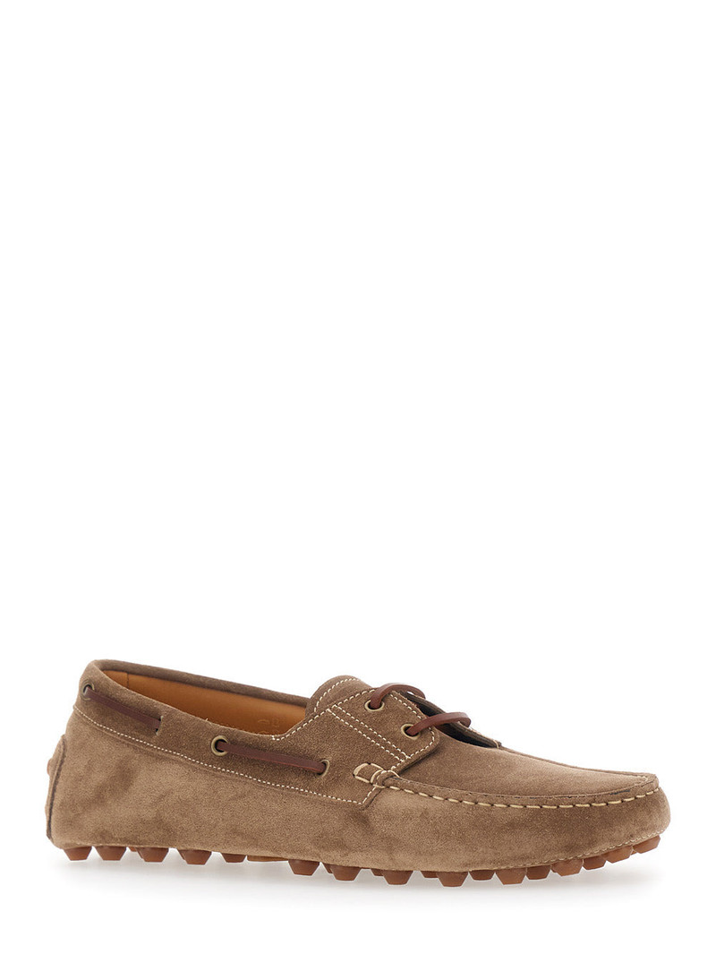 Tod's Loafers Bubble Gommino with Contrast Stitching in Brown Suede for Men Calf outlook