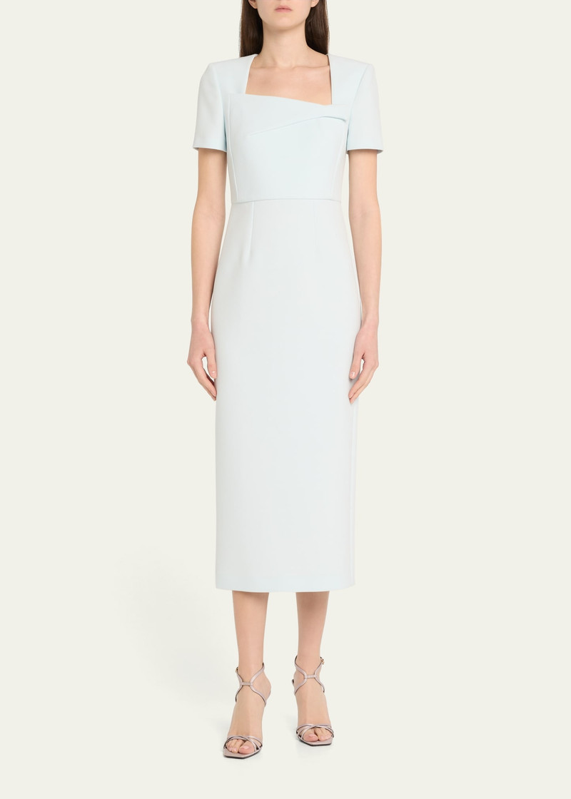 ROLAND MOURET Asymmetric Neckline Belted Crepe Midi Dress outlook