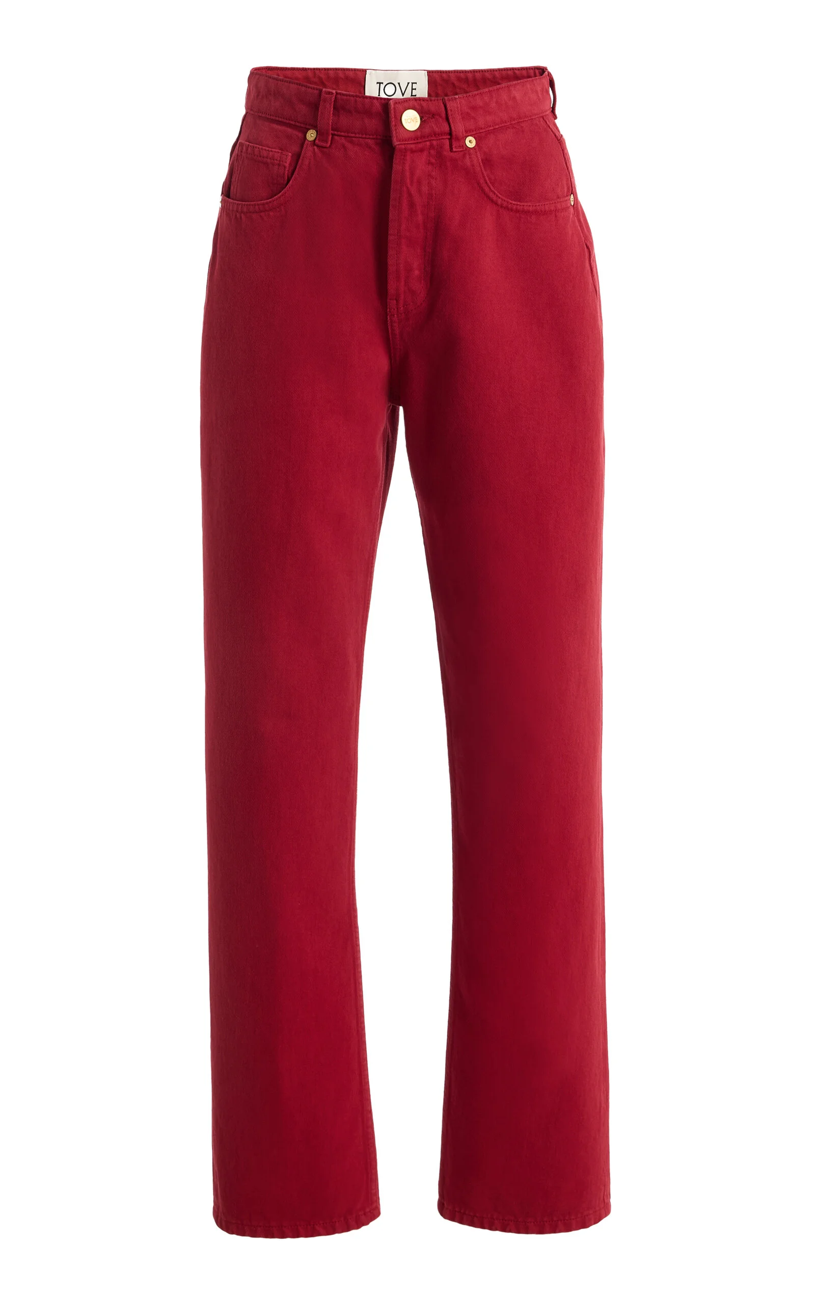 Senna Rigid Mid-Rise Straight-Leg Jeans red - 1