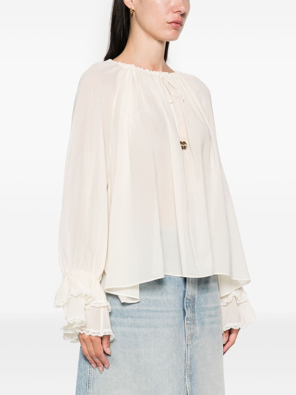 gathered silk blouse - 3