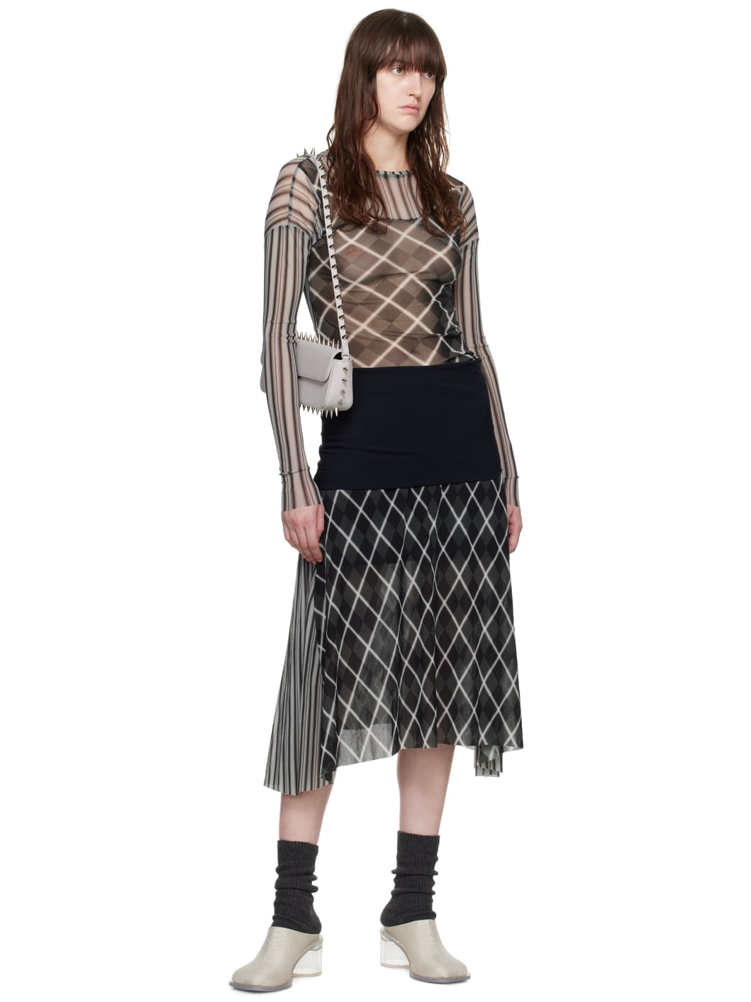 Black & Gray Twin Mesh Long Sleeve T-Shirt - 5