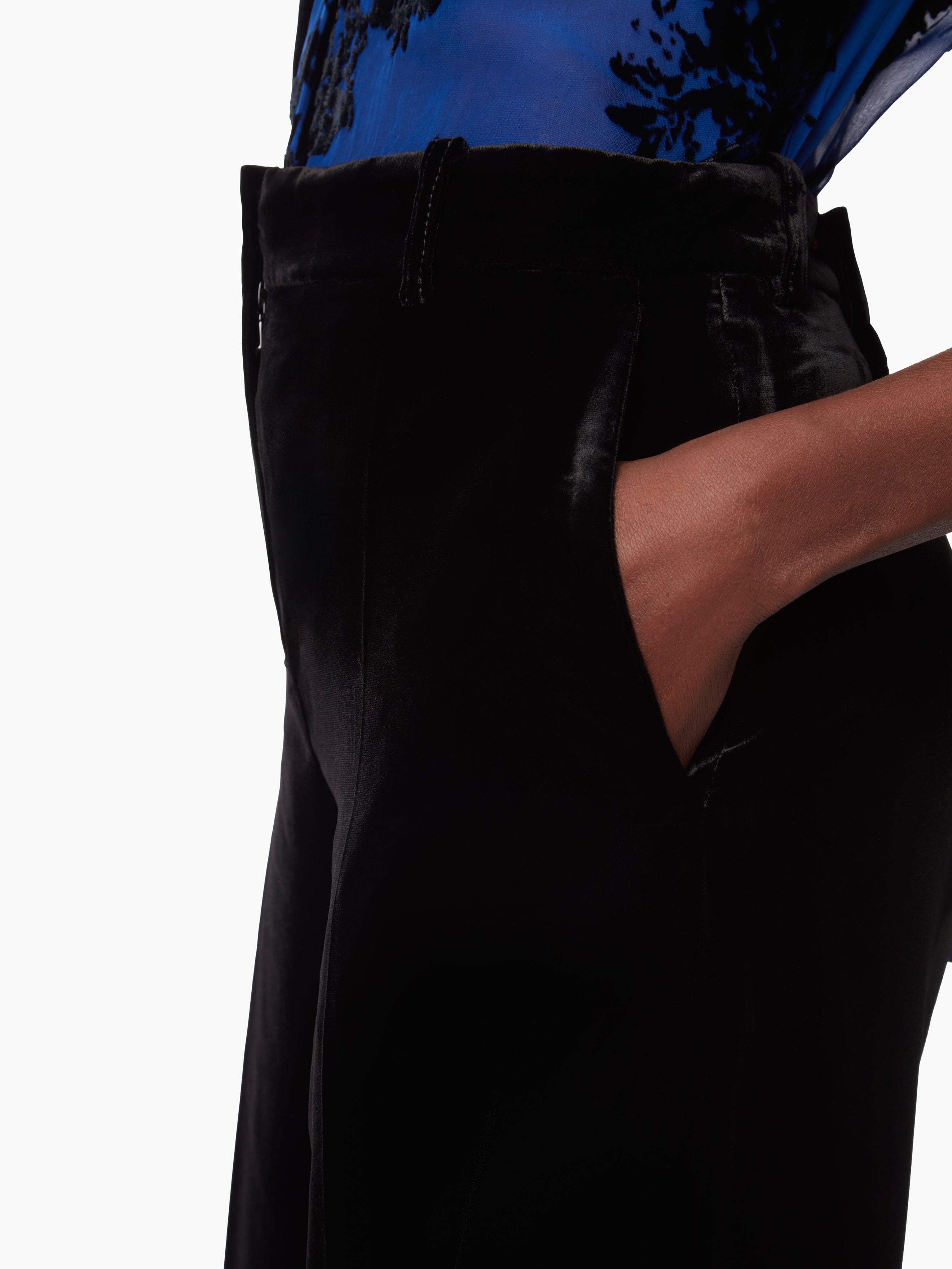 WIDE LEG VELVET PANTS - 4