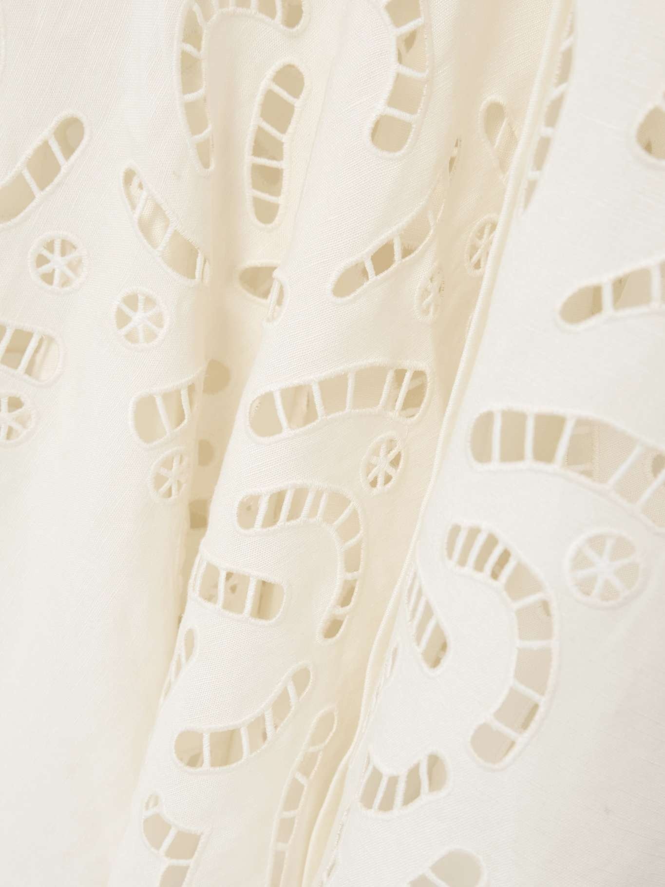 Marja broderie anglaise linen-blend midi shirt dress White - 4