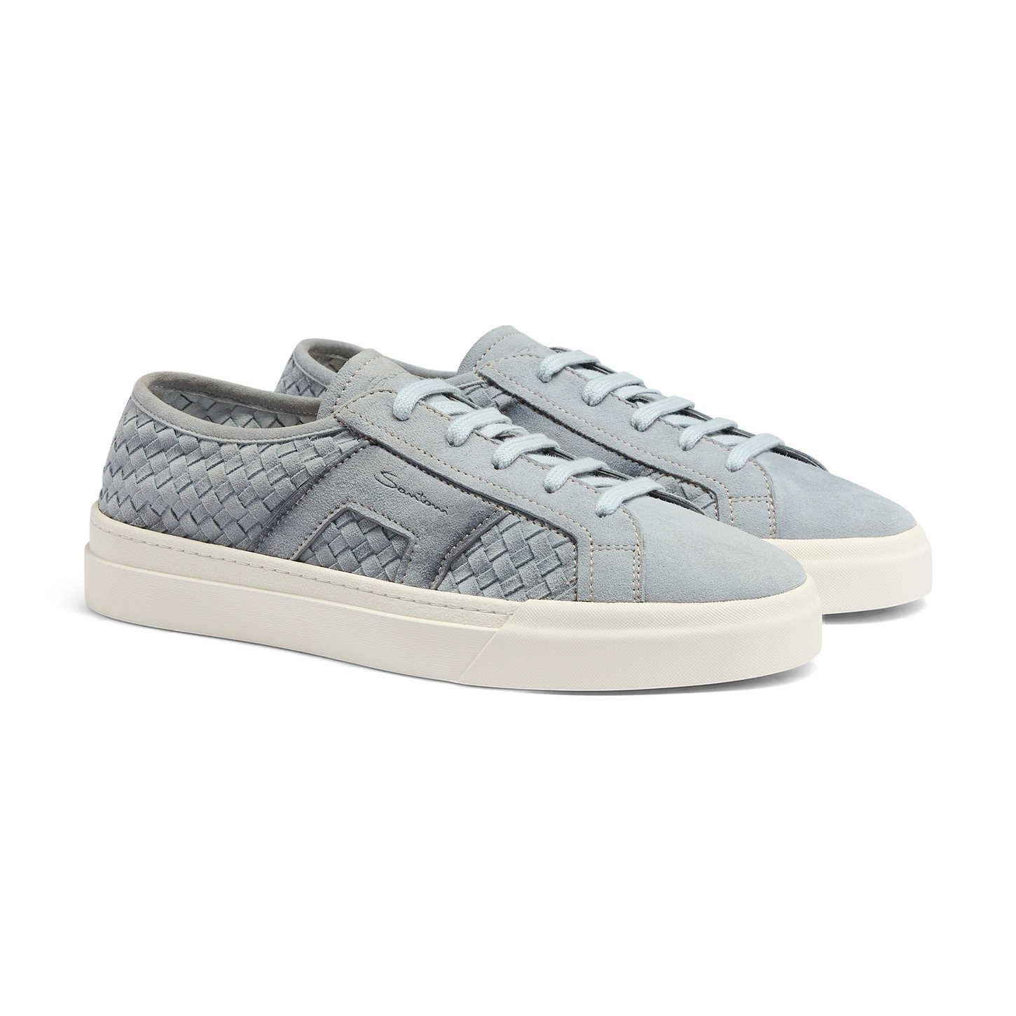 Men's light blue woven suede Double Buckle Sneaker - 3