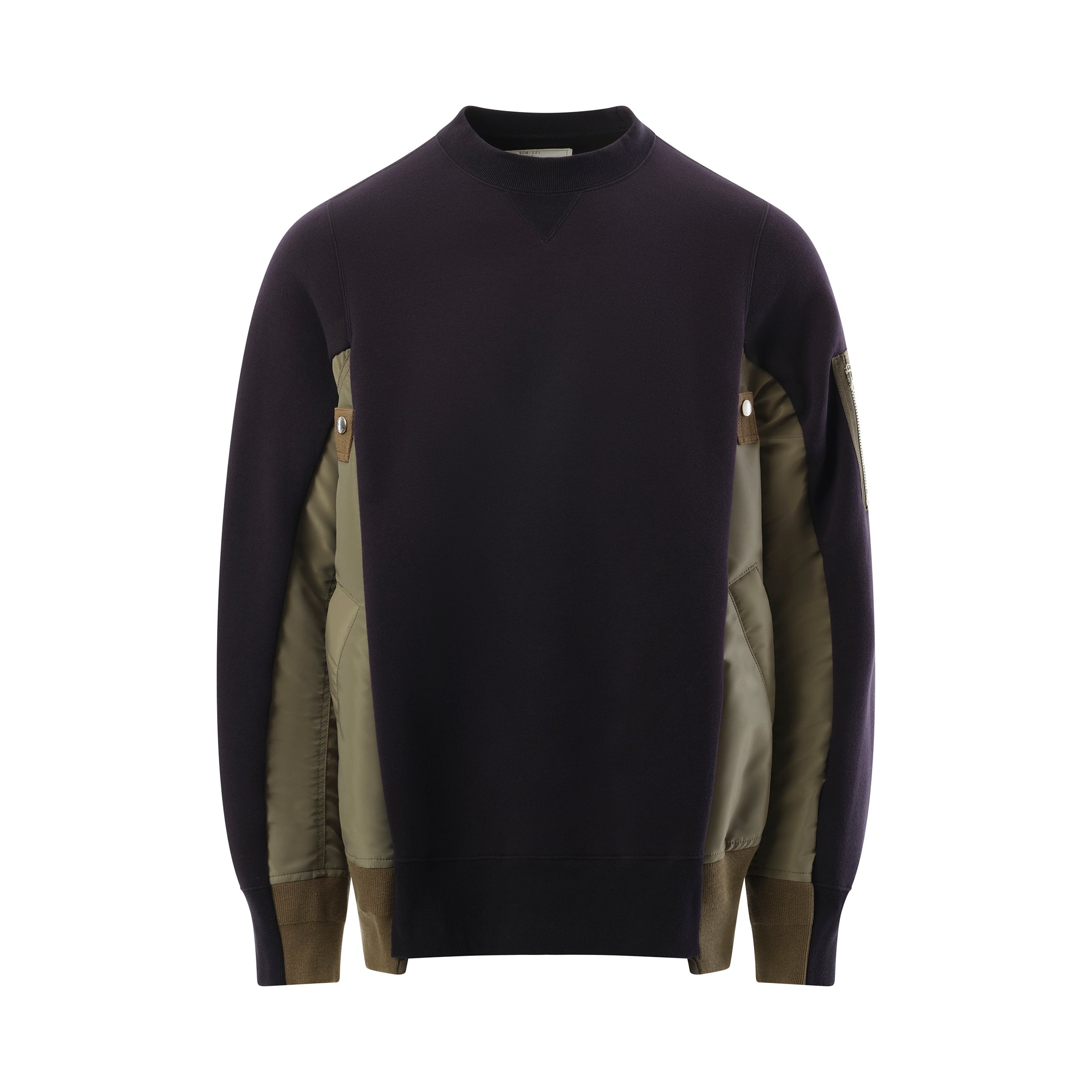 トップス sacai Sponge Sweat Nylon Twill Pullover Black Sponge Sweat x Nylon Twill Pullover Sweatshirt by