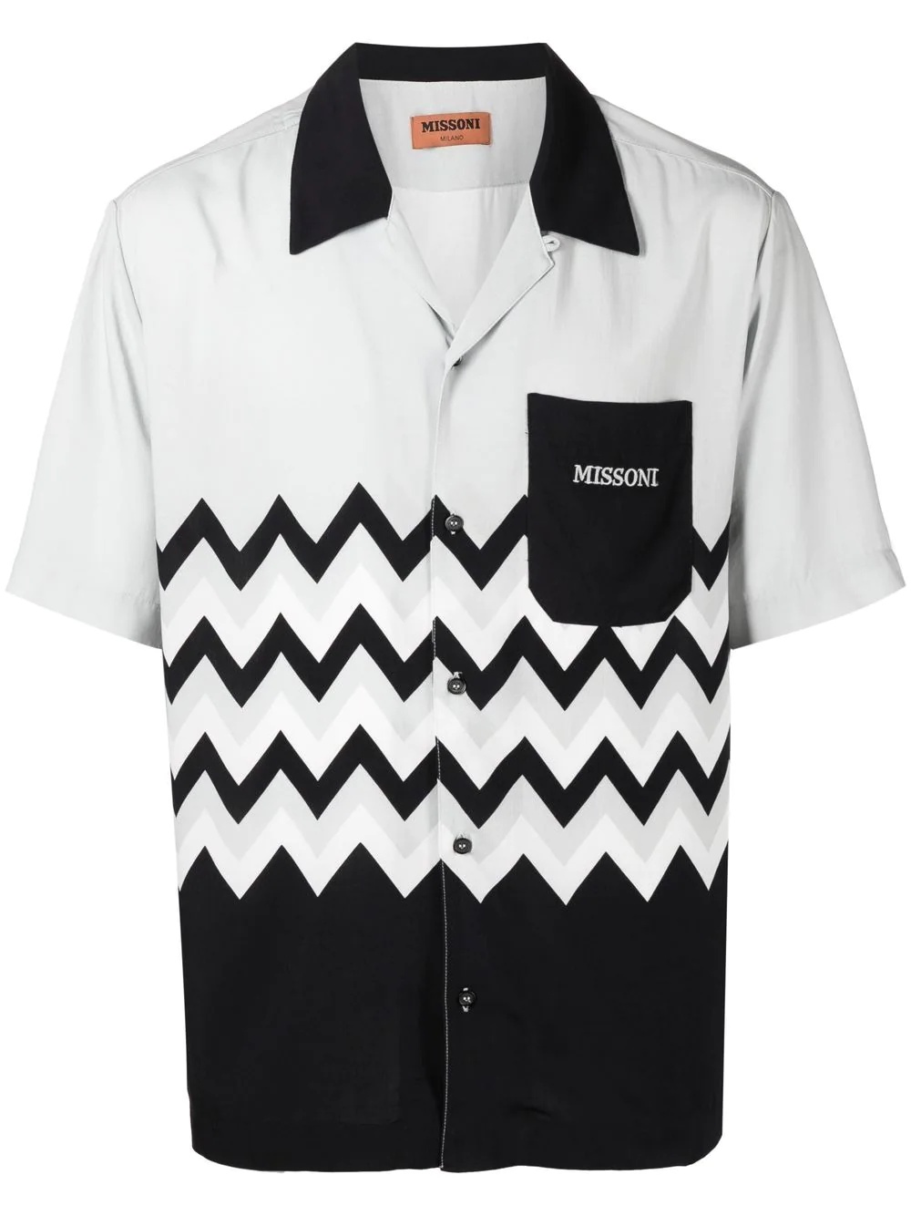 chevron-print short-sleeved shirt - 1