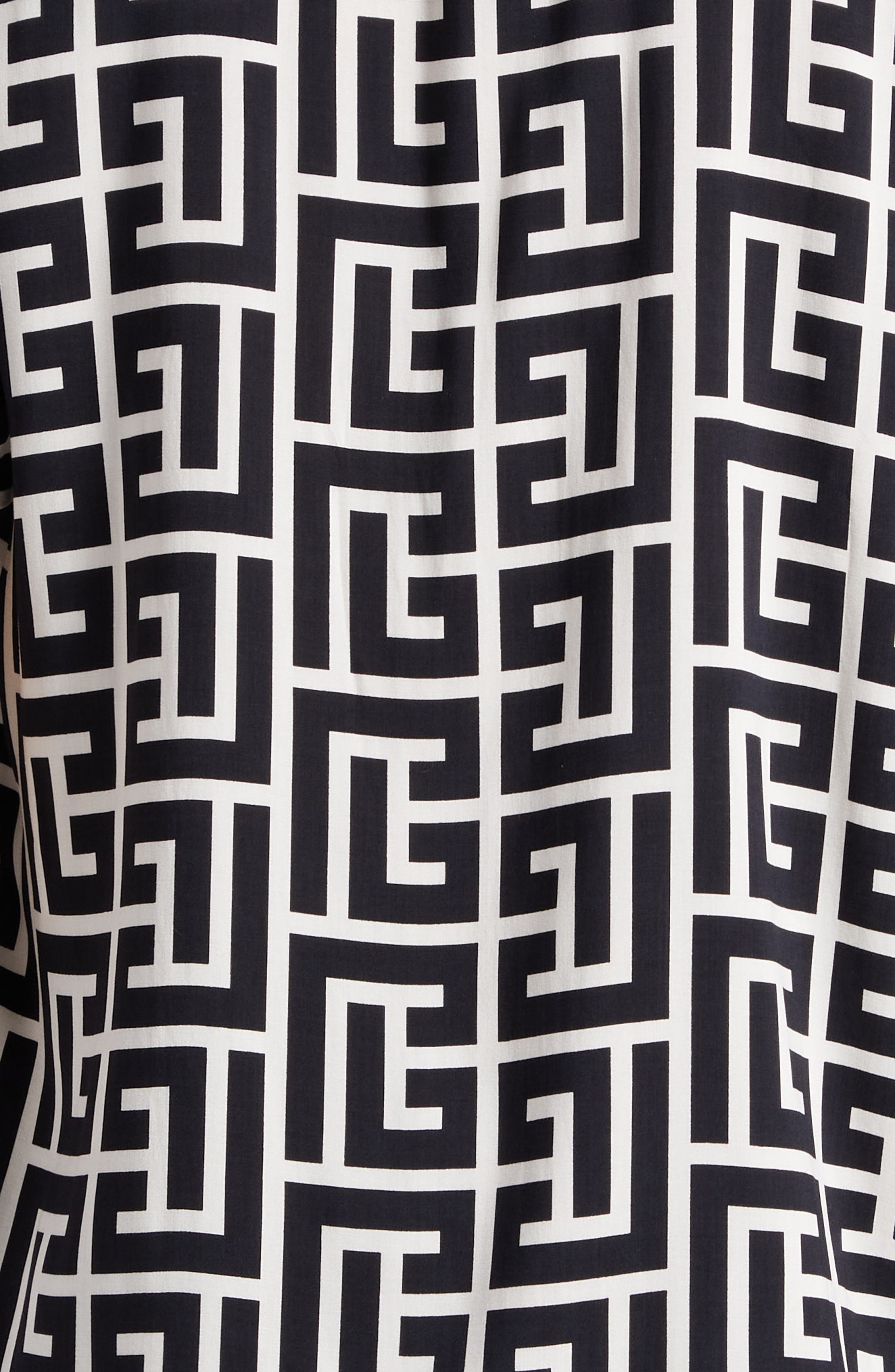 Balmain Macro Monogram Short Sleeve Pajama Shirt in Ivory/Black at Nordstrom - 7