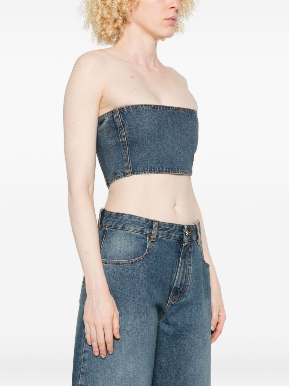 cropped denim top - 3
