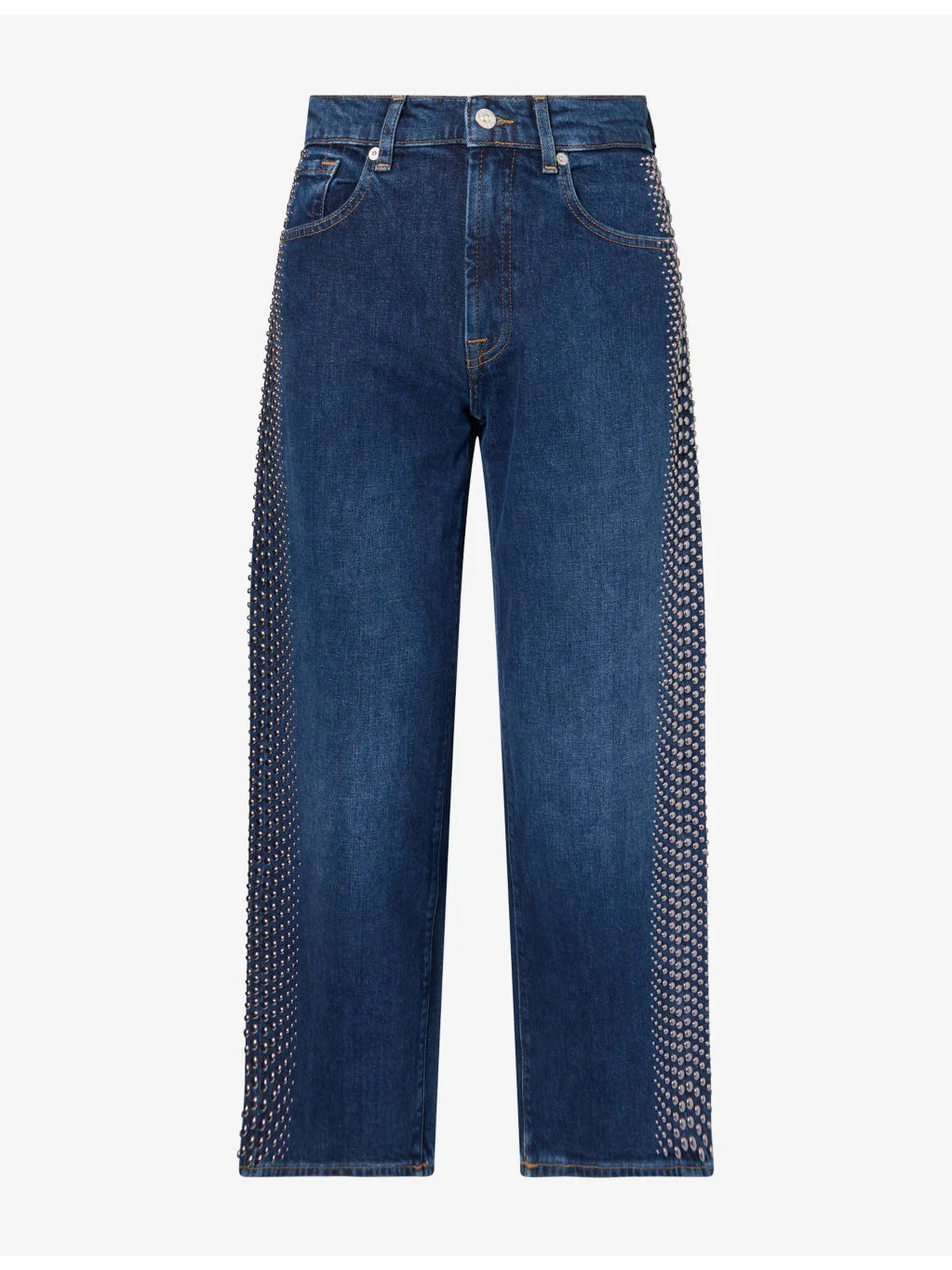 Stovepipe Studded Straight-Leg Stretch-Denim Ankle Jeans - 1